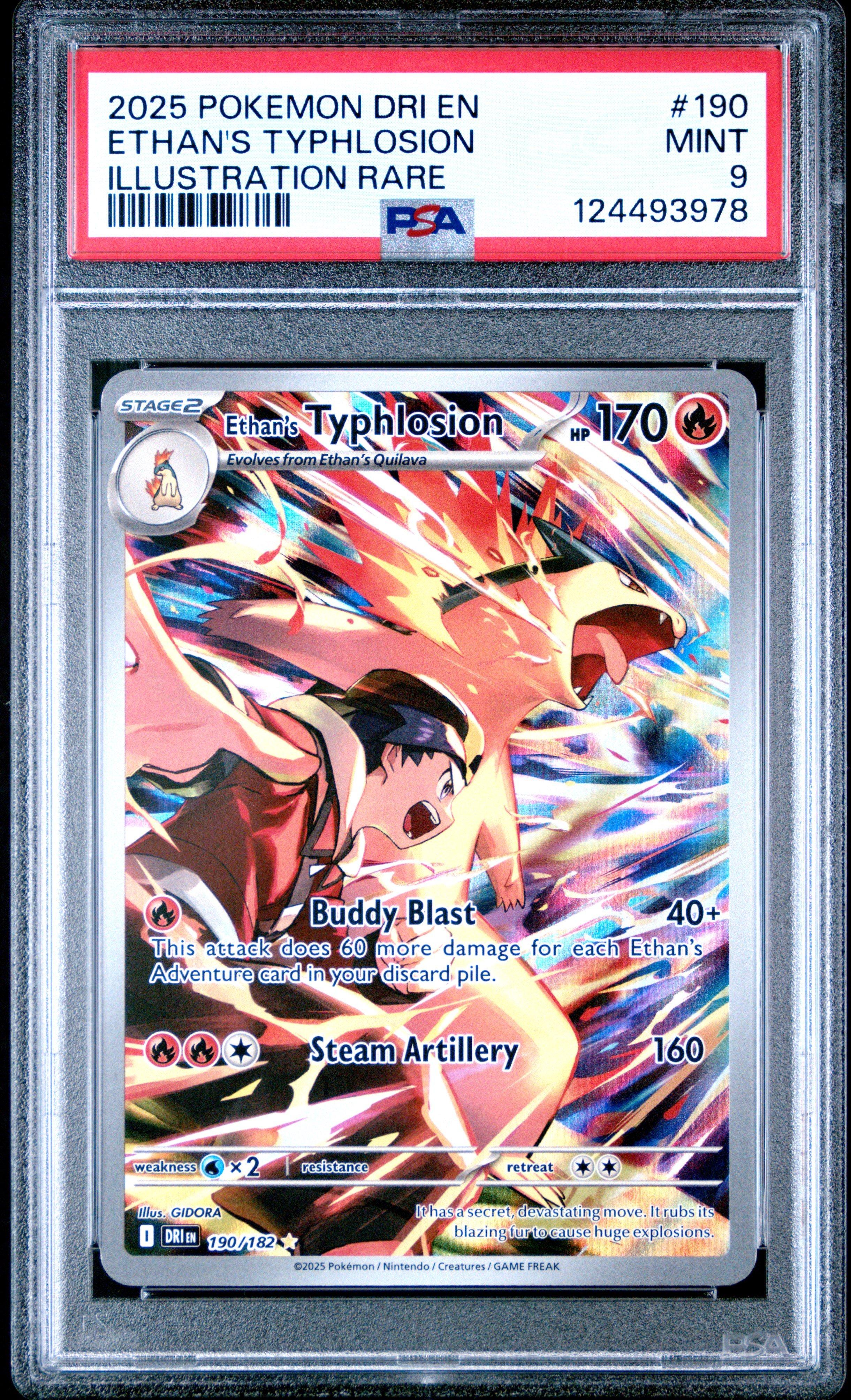 2025 Pokemon Dri En-Destined Rivals 190 Ethans Typhlosion Illustration Rare PSA 9