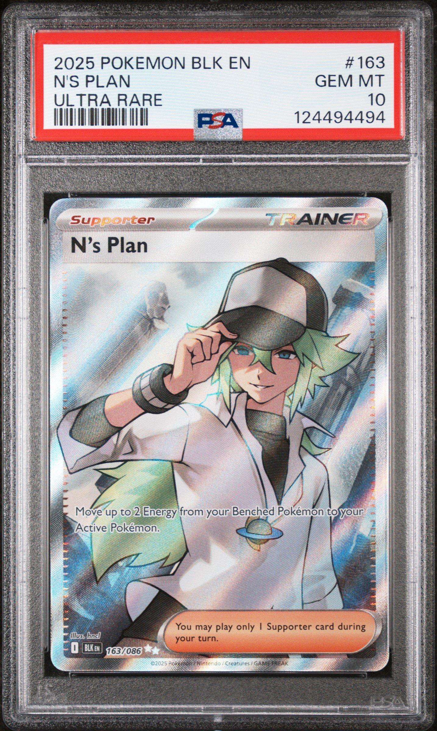 2025 Pokemon Blk En-black Bolt 163 N's Plan Ultra Rare PSA 10