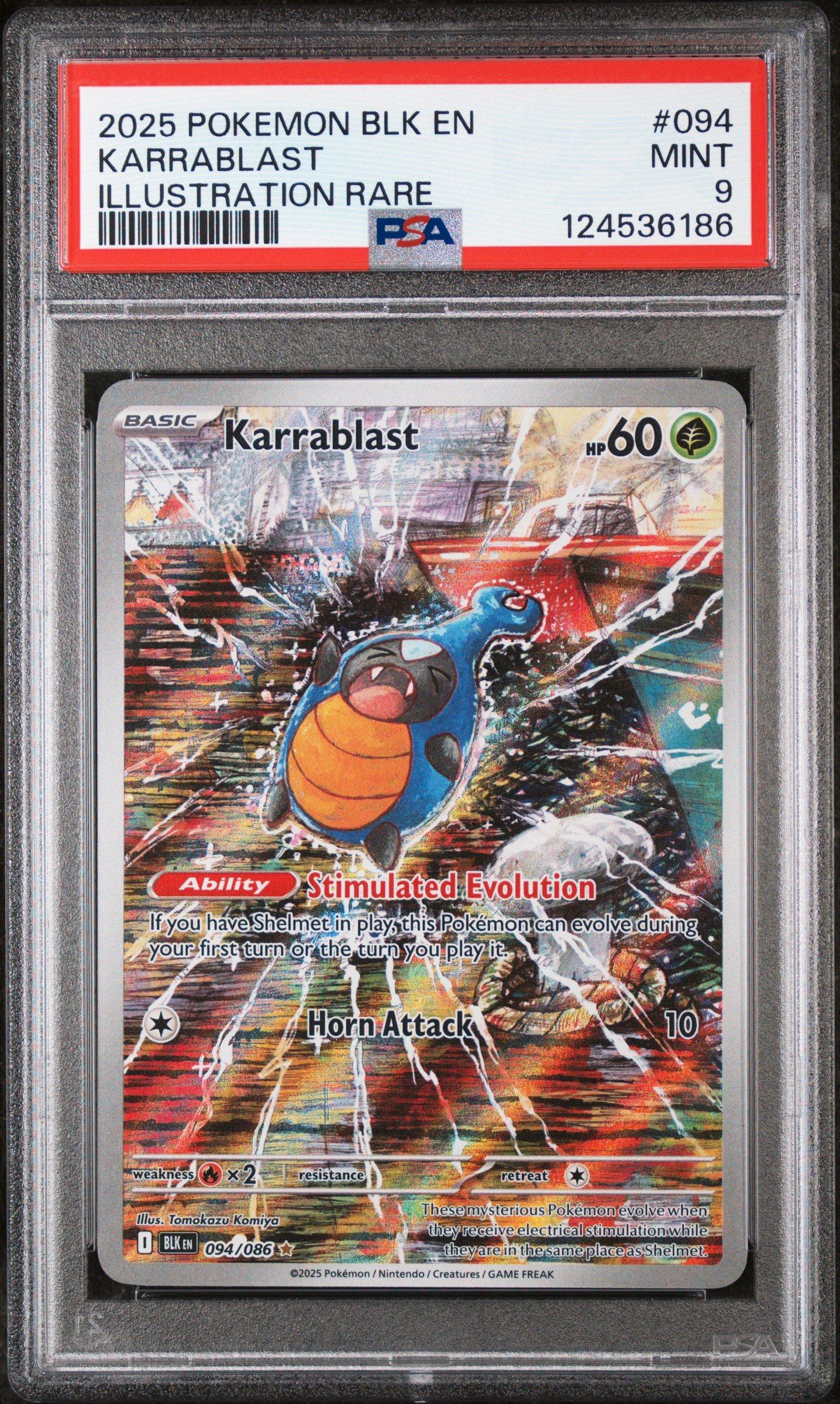 2025 Pokemon Blk En-black Bolt 094 Karrablast Illustration Rare PSA 9
