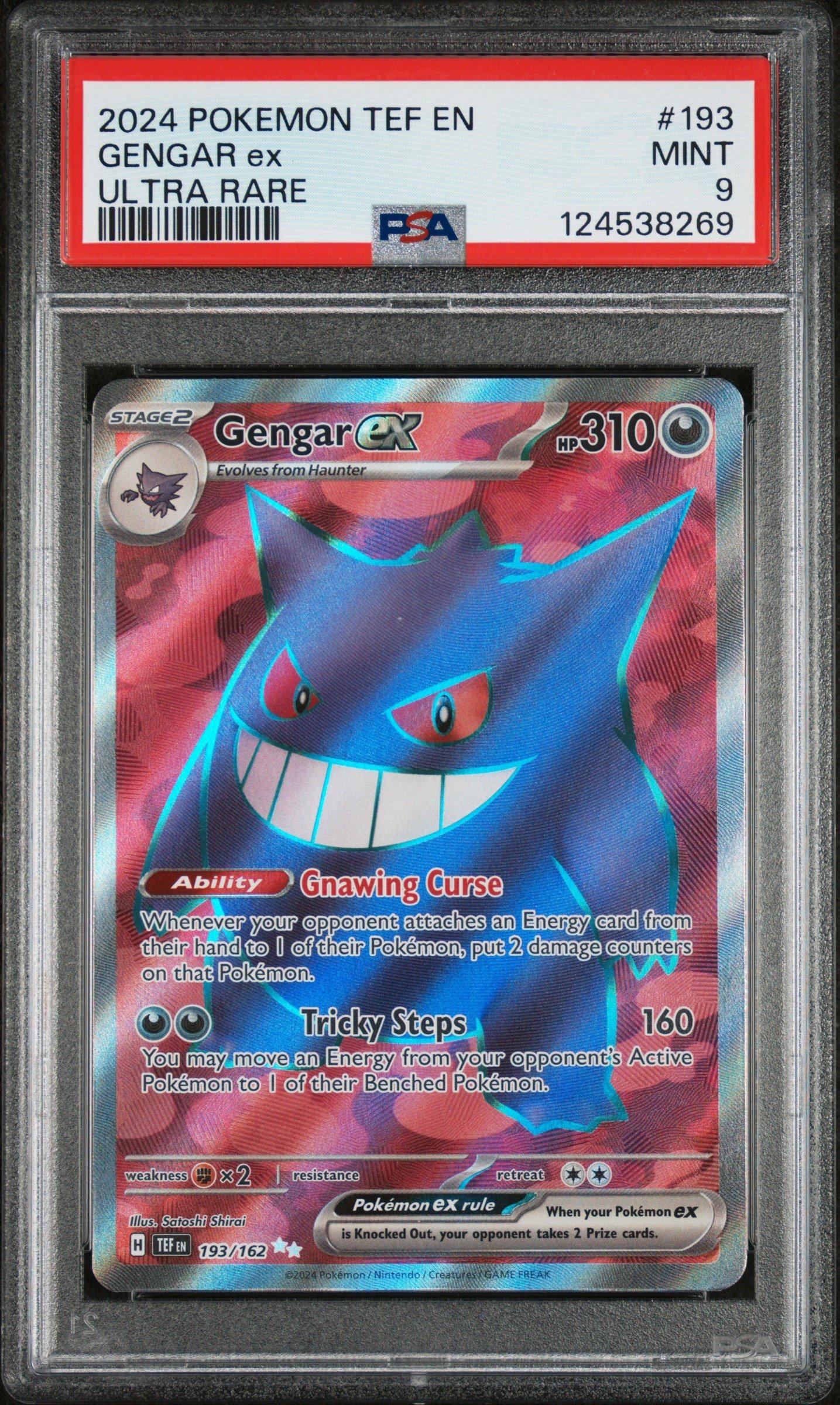 2024 Pokemon Tef En-temporal Forces 193 Gengar Ex Ultra Rare PSA 9