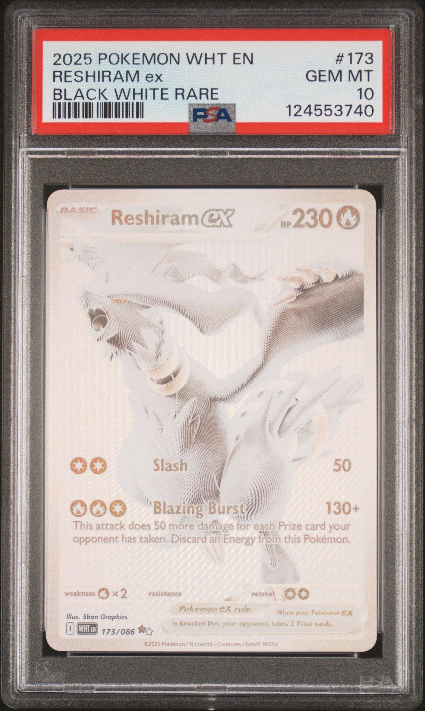2025 Pokemon Wht En-white Flare 173 Reshiram Ex Black White Rare