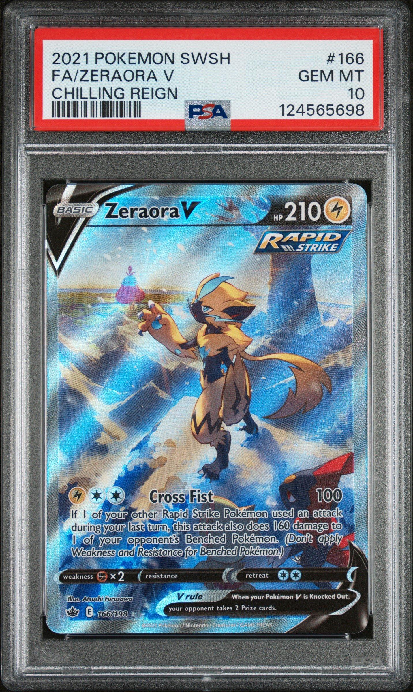 2021 Pokemon Sword & Shield Chilling Reign 166 Full Art/zeraora V PSA