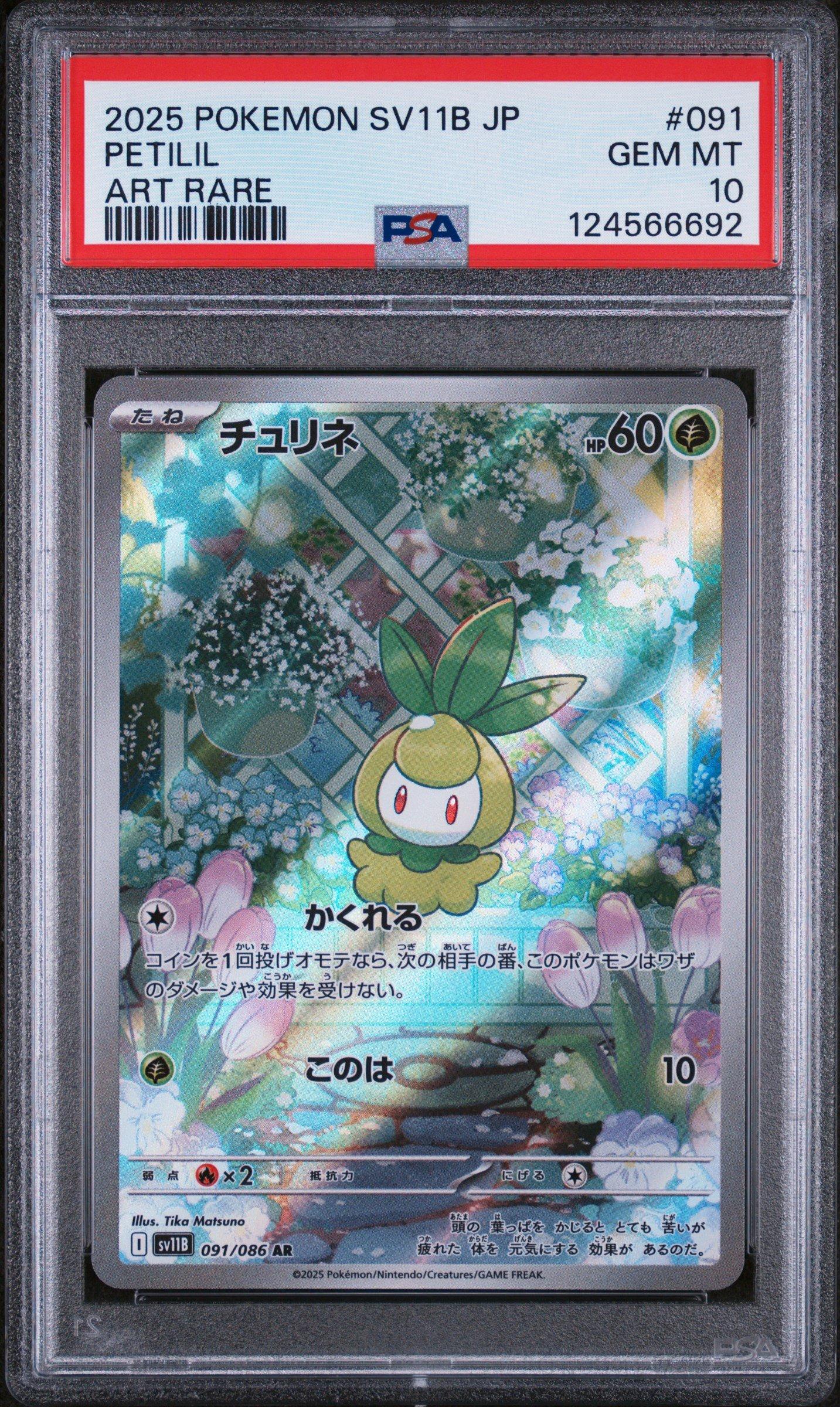 2025 Pokemon Japanese Sv11b-black Bolt 091 Petilil Art Rare PSA 10