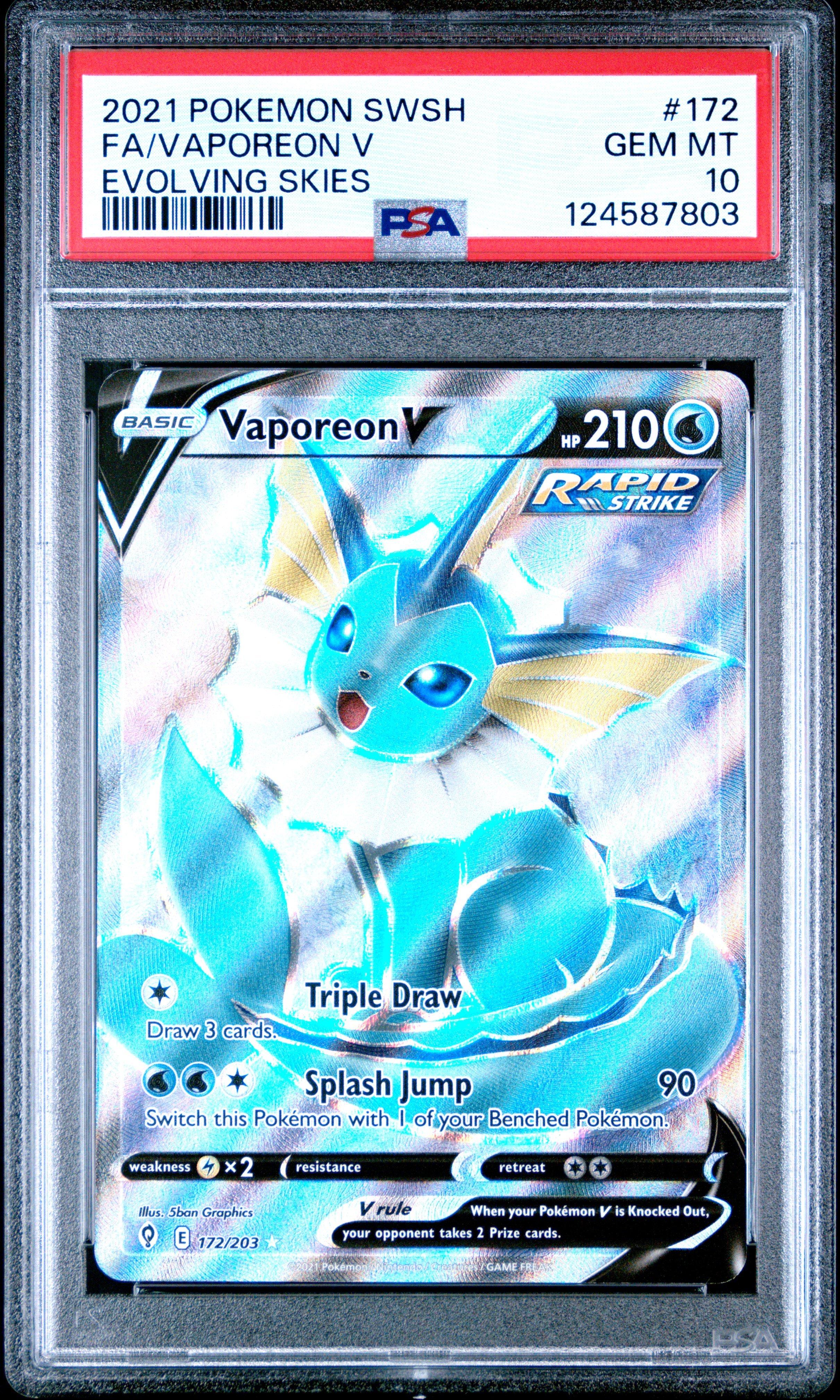 2021 Pokemon Sword & Shield Evolving Skies 172 Full Art/vaporeon V