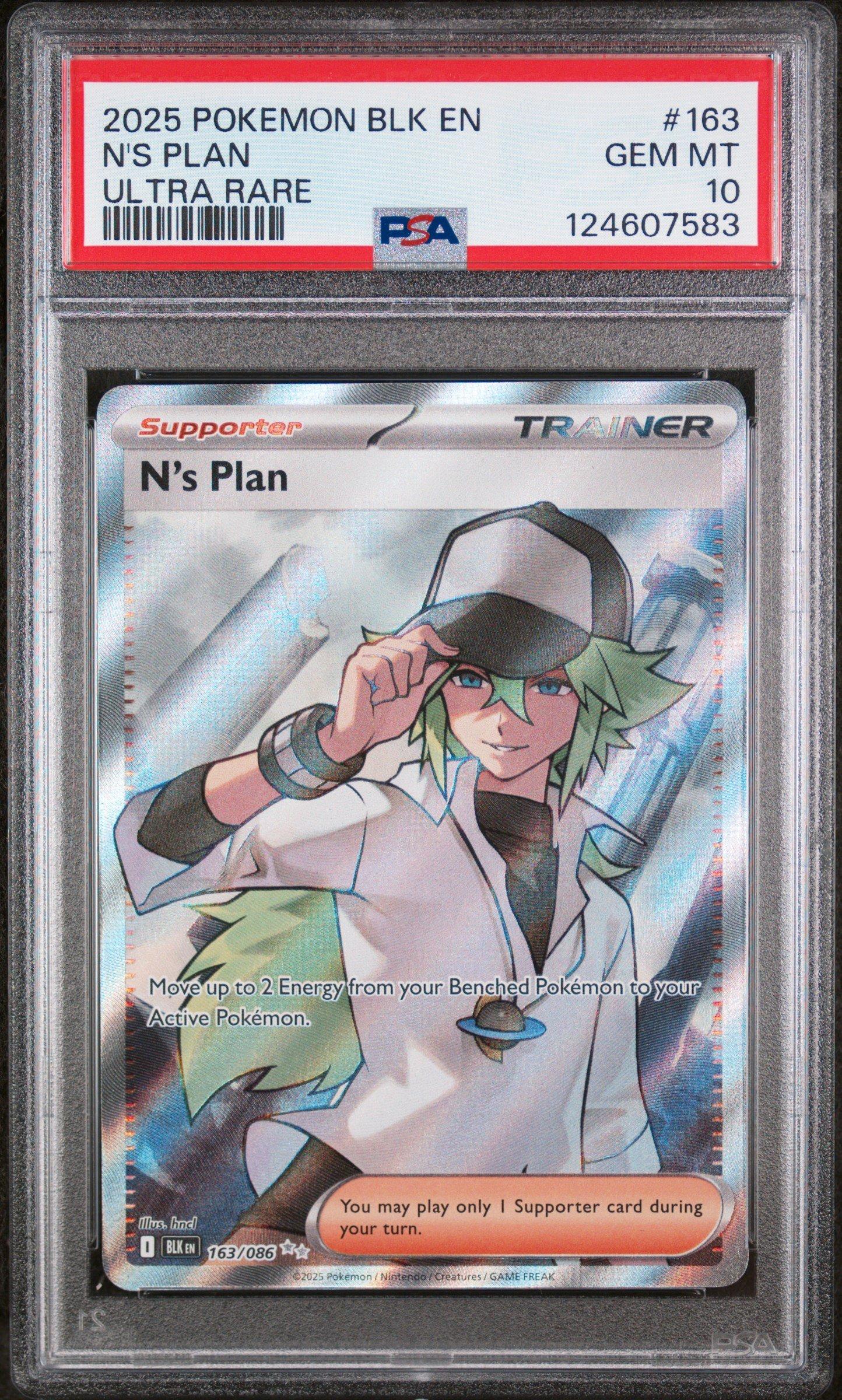 2025 Pokemon Blk En-black Bolt 163 N's Plan Ultra Rare PSA 10