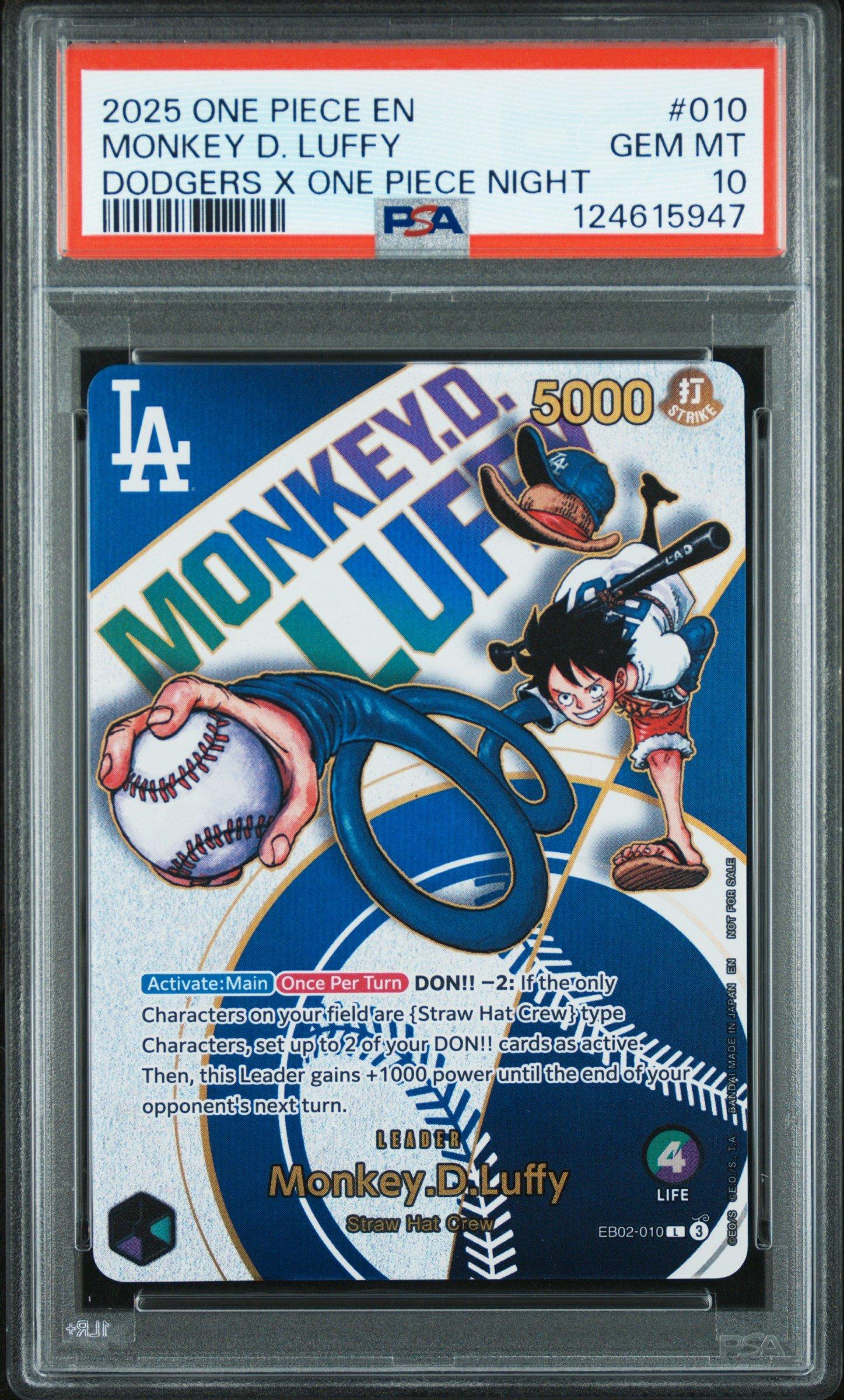 2025 One Piece Promos 010 Monkey D. Luffy Dodgers X One Piece