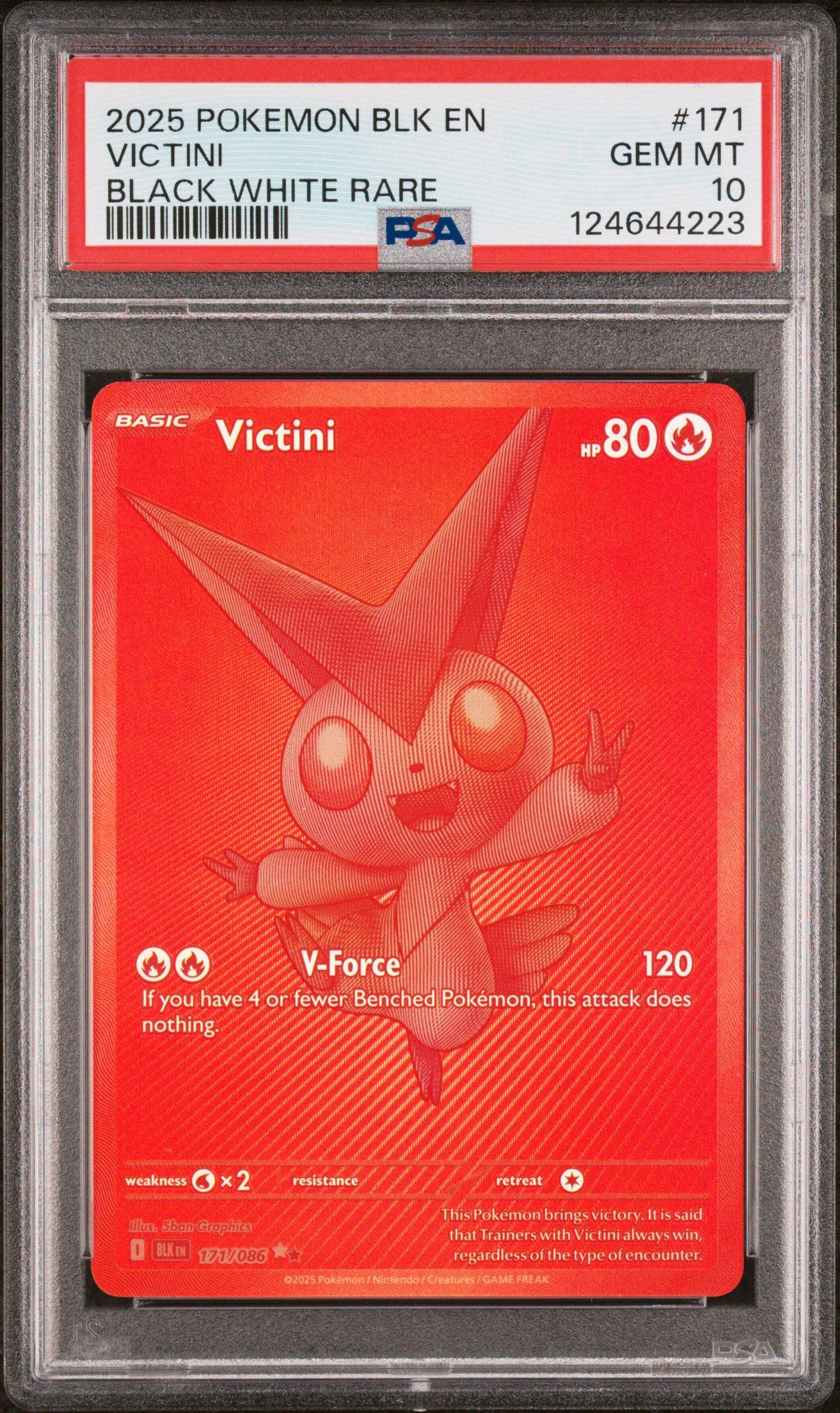 2025 Pokemon Blk En-black Bolt 171 Victini Black White Rare PSA 10