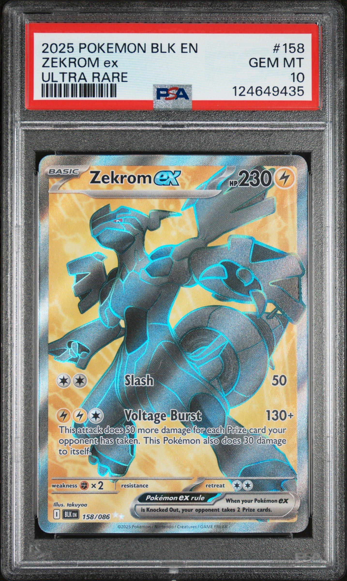 2025 Pokemon Blk En-black Bolt 158 Zekrom Ex Ultra Rare PSA 10