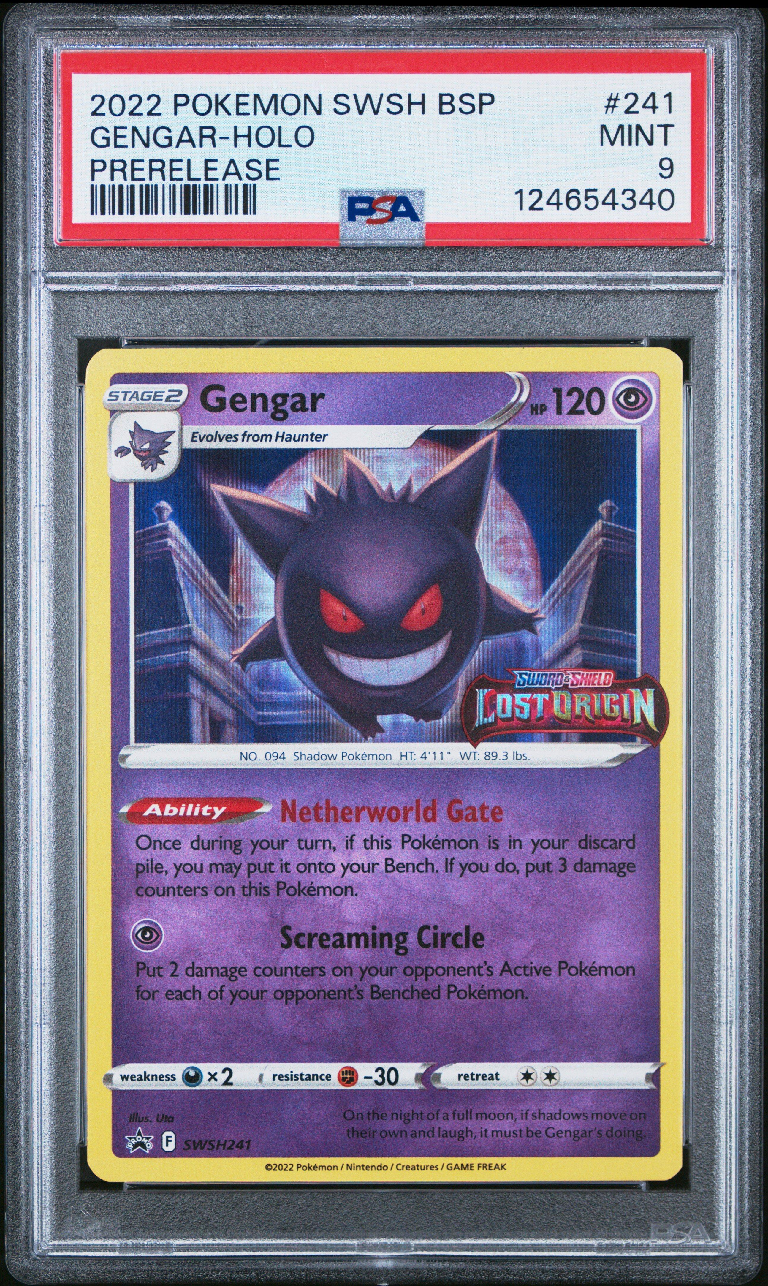 2022 Pokemon Swsh Black Star Promo 241 Gengar-holo Prerelease PSA