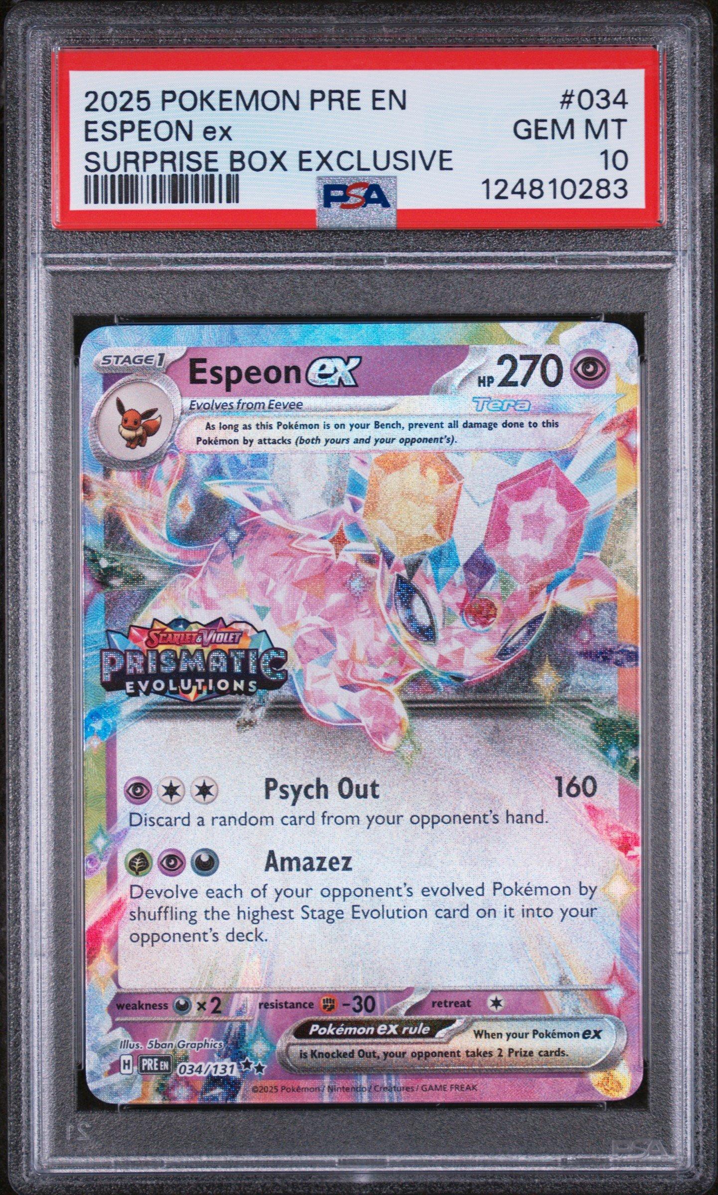 2025 Pokemon Pre En-prismatic Evolutions 034 Espeon Ex Surprise