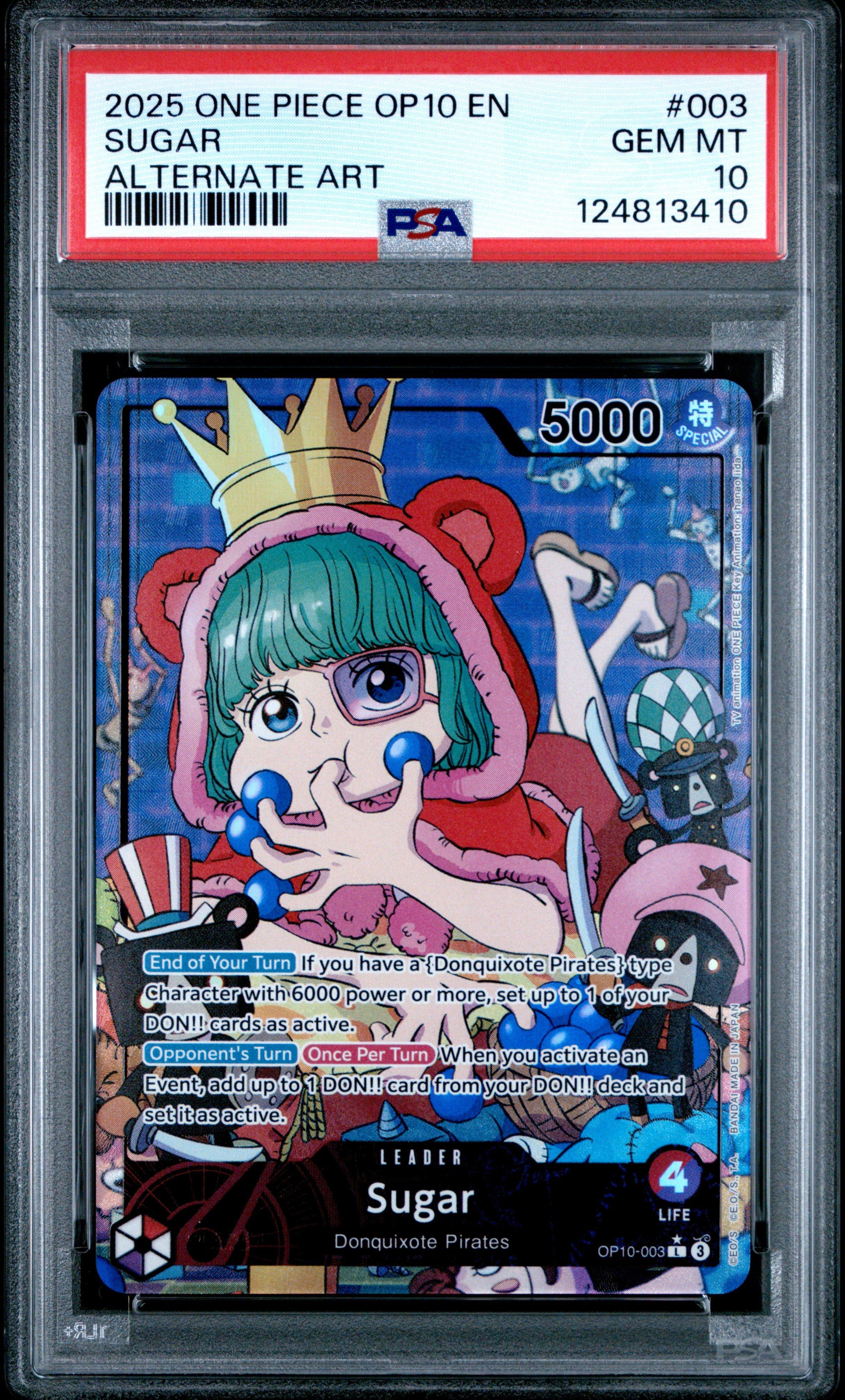 2025 One Piece Op10-royal Blood 003 Sugar Alternate Art PSA 10
