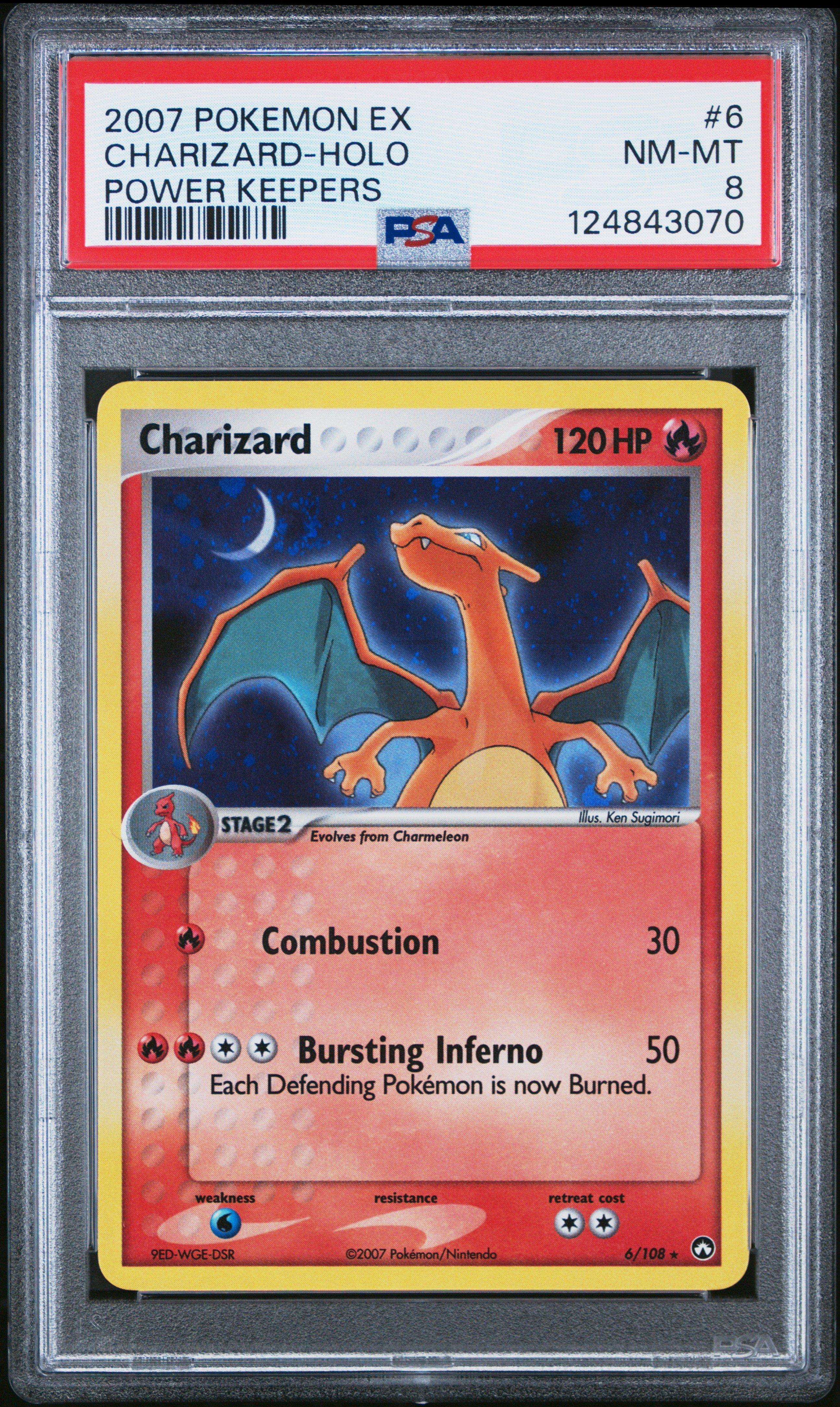 2007 Pokemon Ex Power Keepers 6 Charizard-holo PSA 8 Graded Card