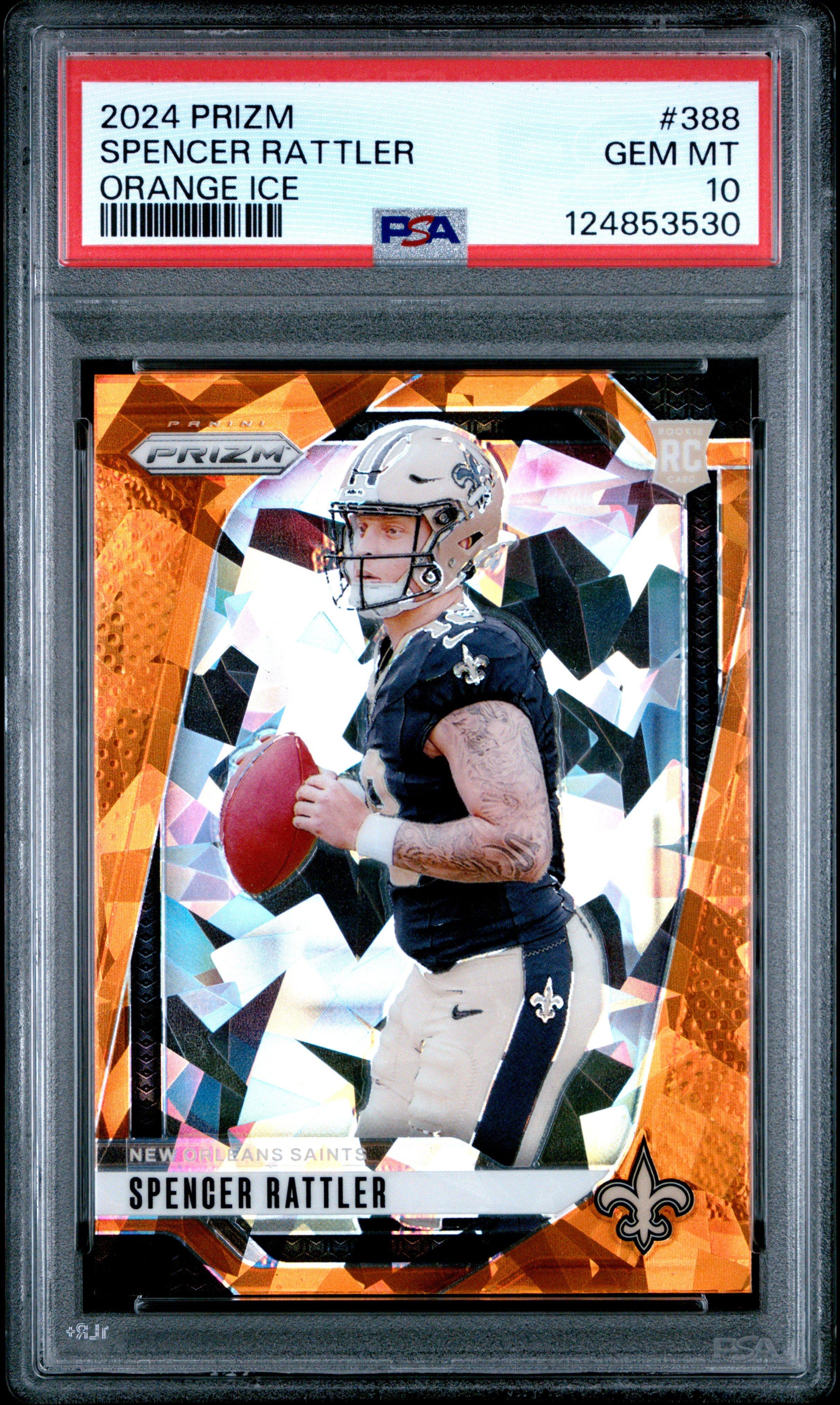 2024 Panini Prizm 388 Spencer Rattler Orange Ice PSA 10 Graded