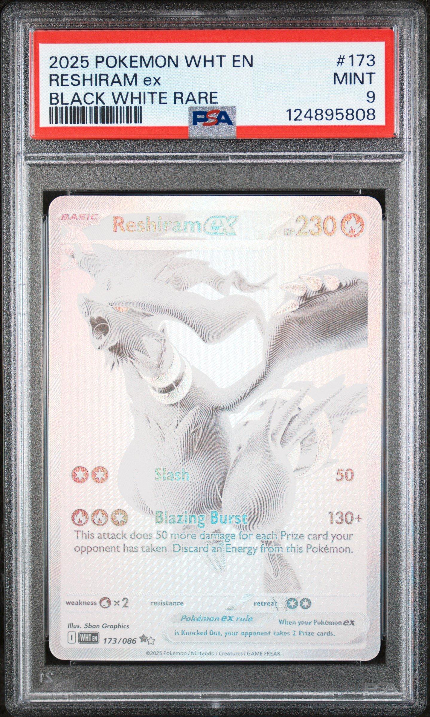 2025 Pokemon Wht En-white Flare 173 Reshiram Ex Black White Rare