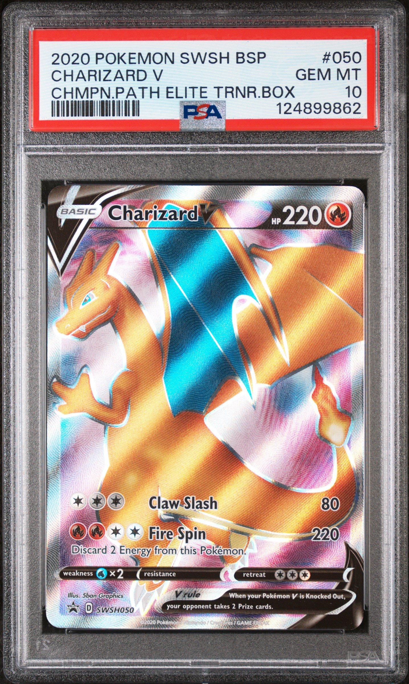 2020 Pokemon SWSH: Sword & Shield Black Star Promo 050 Charizard V Champions Path Elite Trainer Box PSA 10