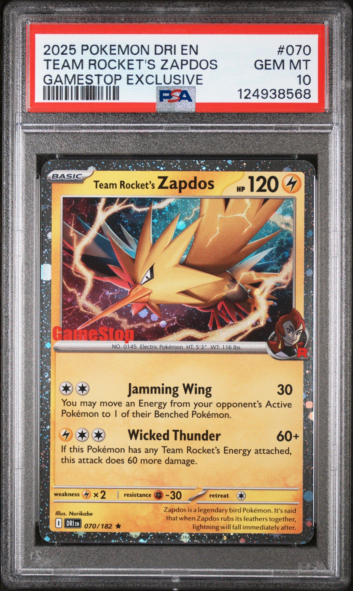 【PSA10】H7-SEC 2025 Pokemon Dri En-destined Rivals 070 Team Rocket's Zapdos
