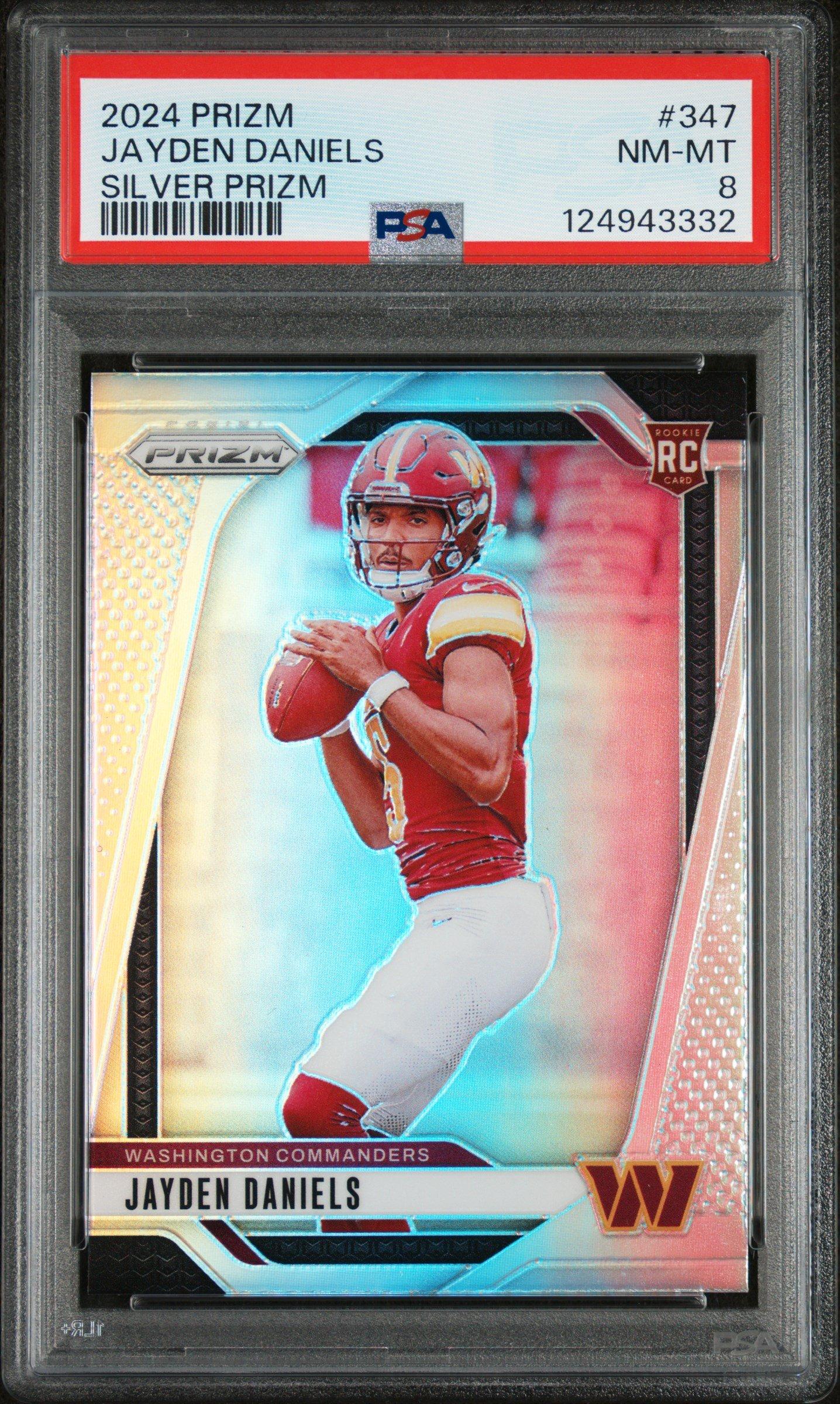 2024 Panini Prizm 347 Jayden Daniels Silver Prizm PSA 8 Graded
