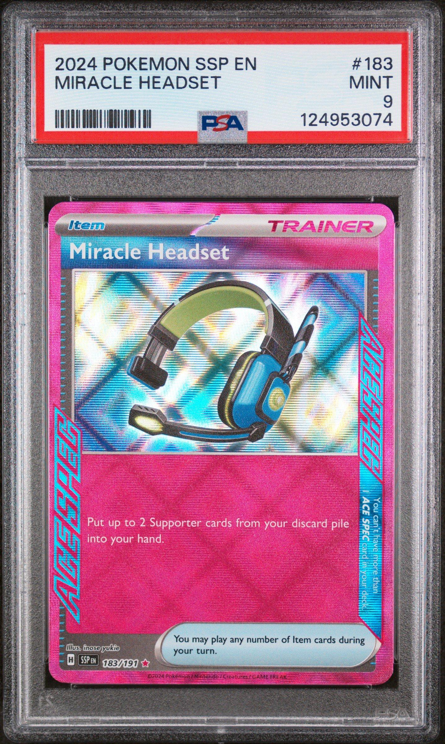 2024 Pokemon Ssp En-surging Sparks 183 Miracle Headset PSA 9