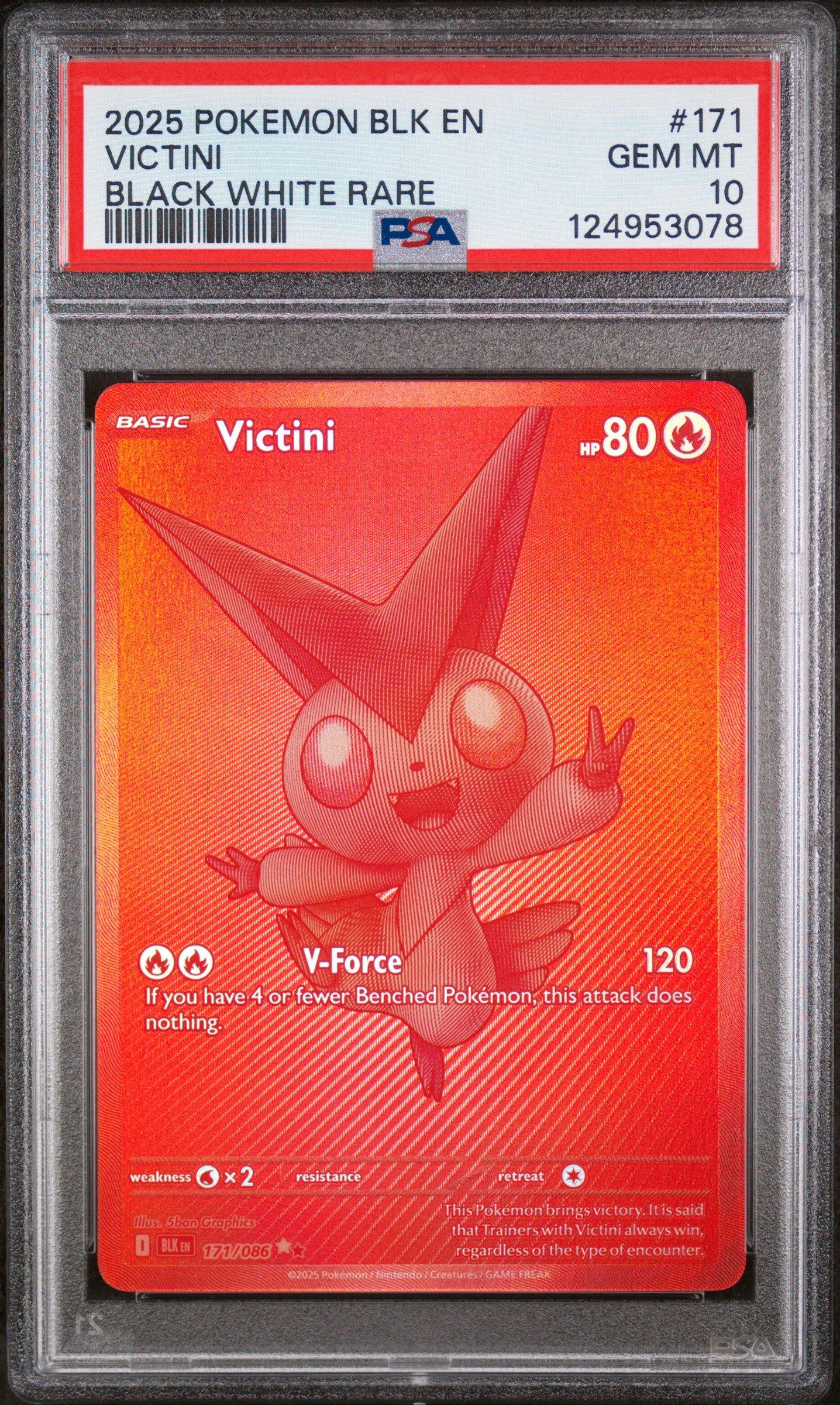 2025 Pokemon Blk En-black Bolt 171 Victini Black White Rare PSA 10