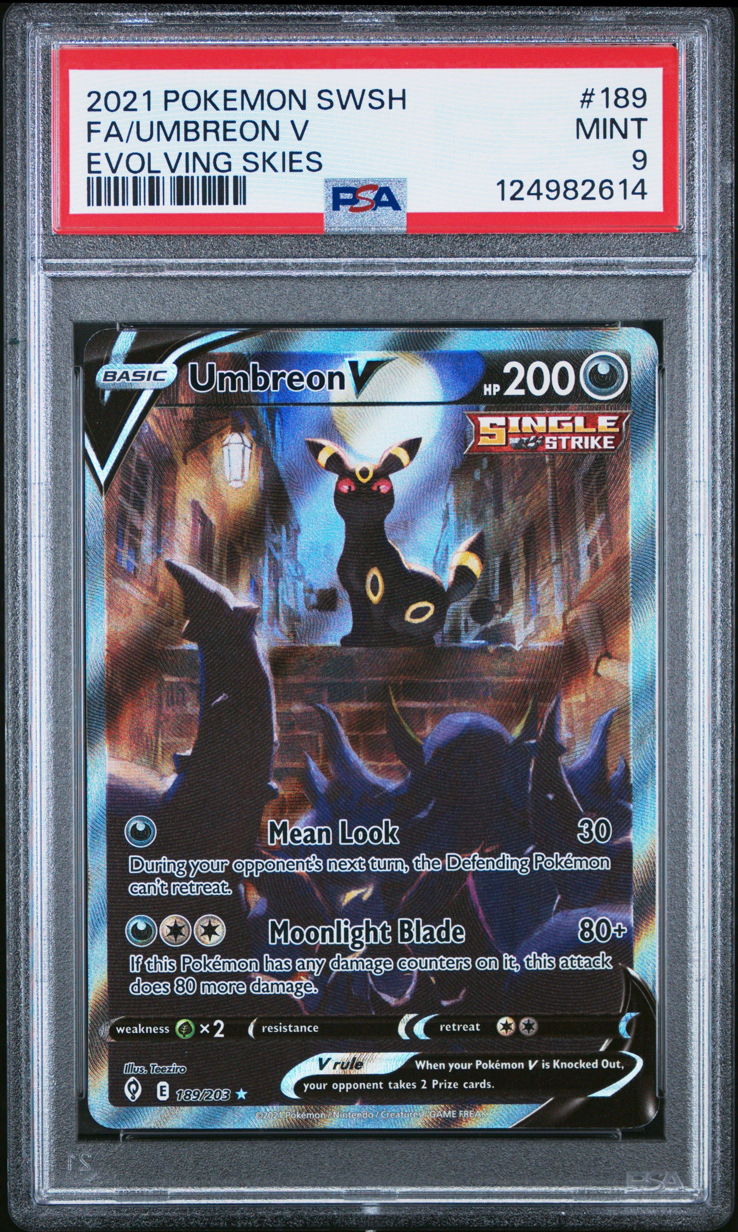 2021 Pokemon Sword & Shield Evolving Skies 189 Full Art/umbreon V