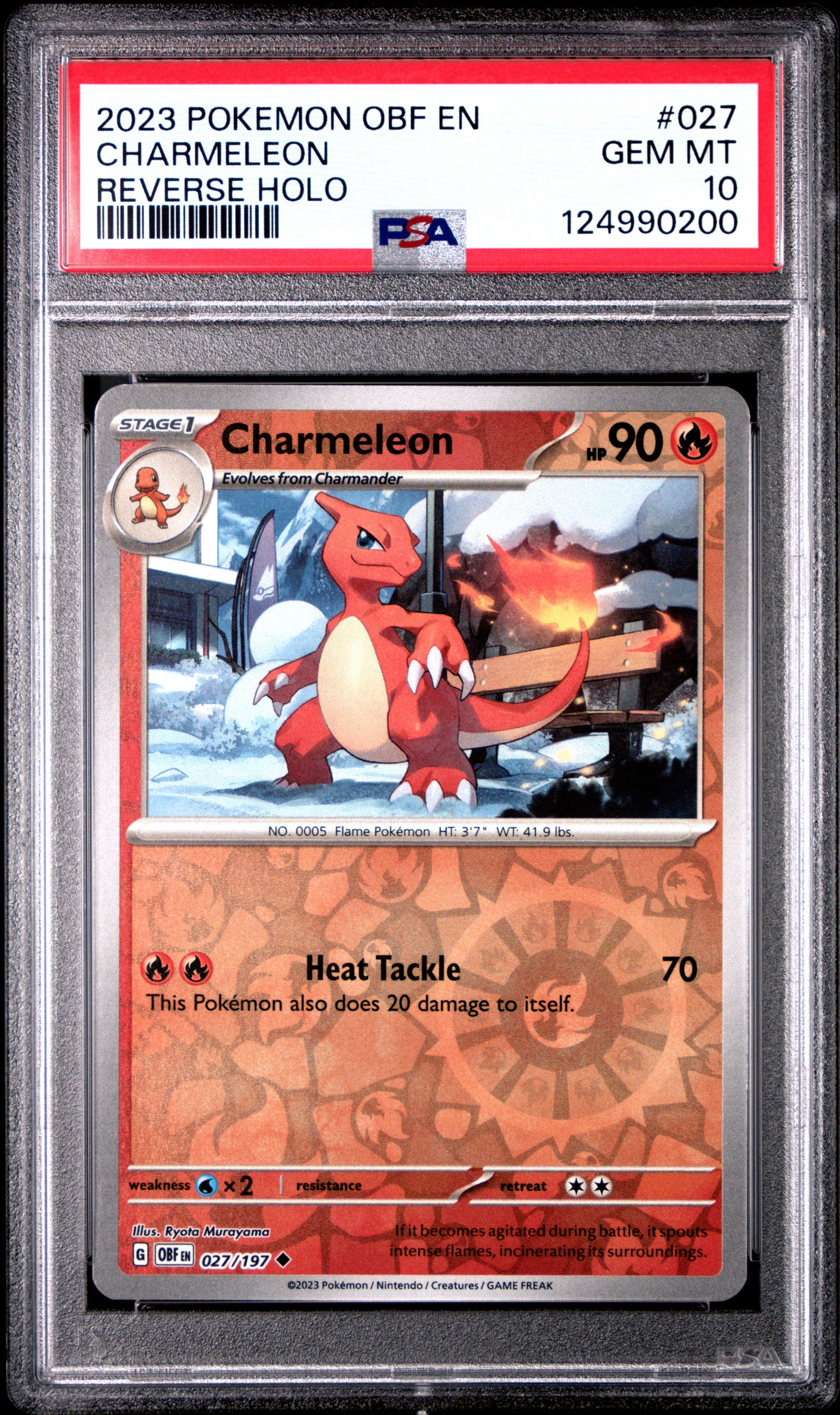2023 Pokemon Obf En-obsidian Flames 027 Charmeleon Reverse Holo PSA 10