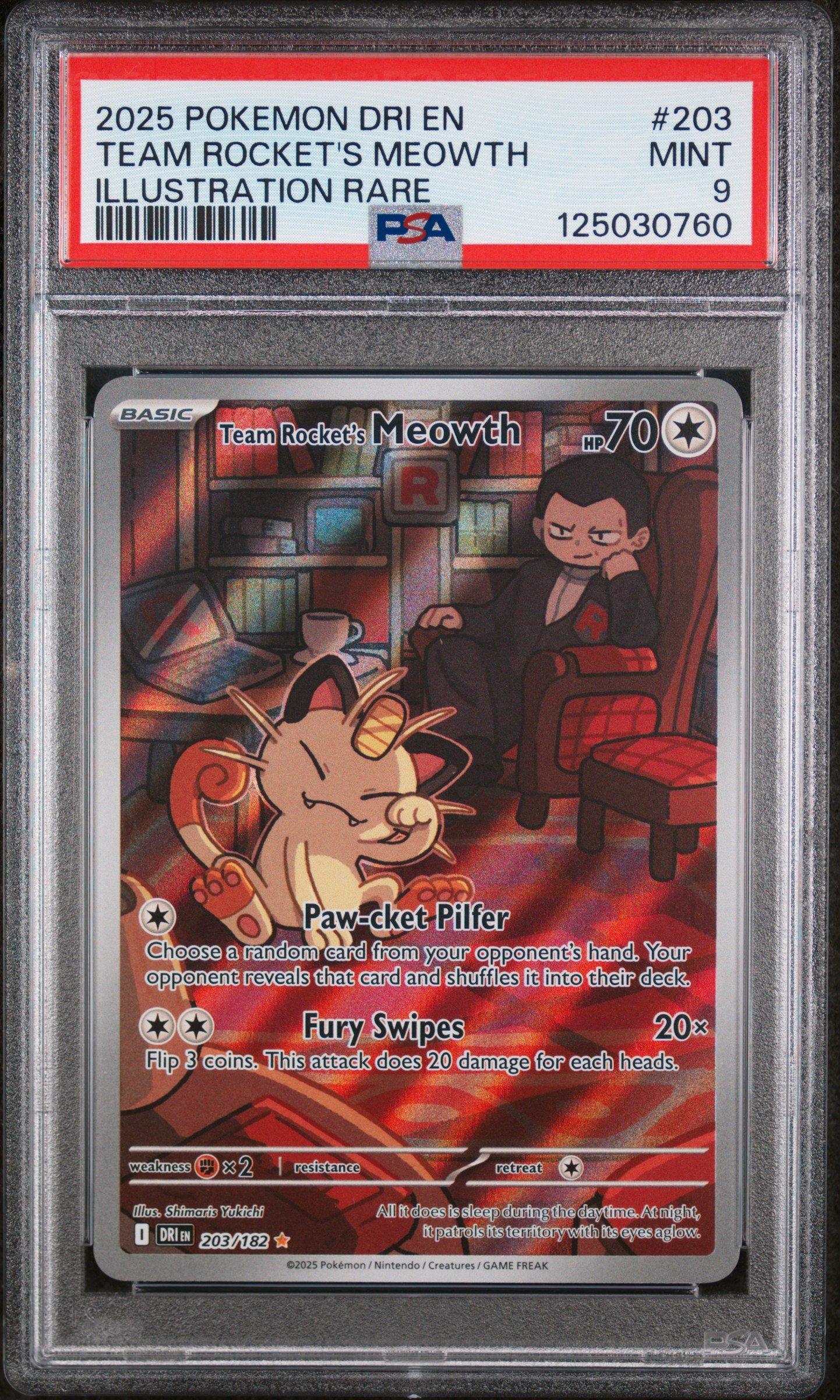 2025 Pokemon Dri En-destined Rivals 203 Team Rocket's Meowth Illustration  Rare PSA 9 Graded Card | GameStop