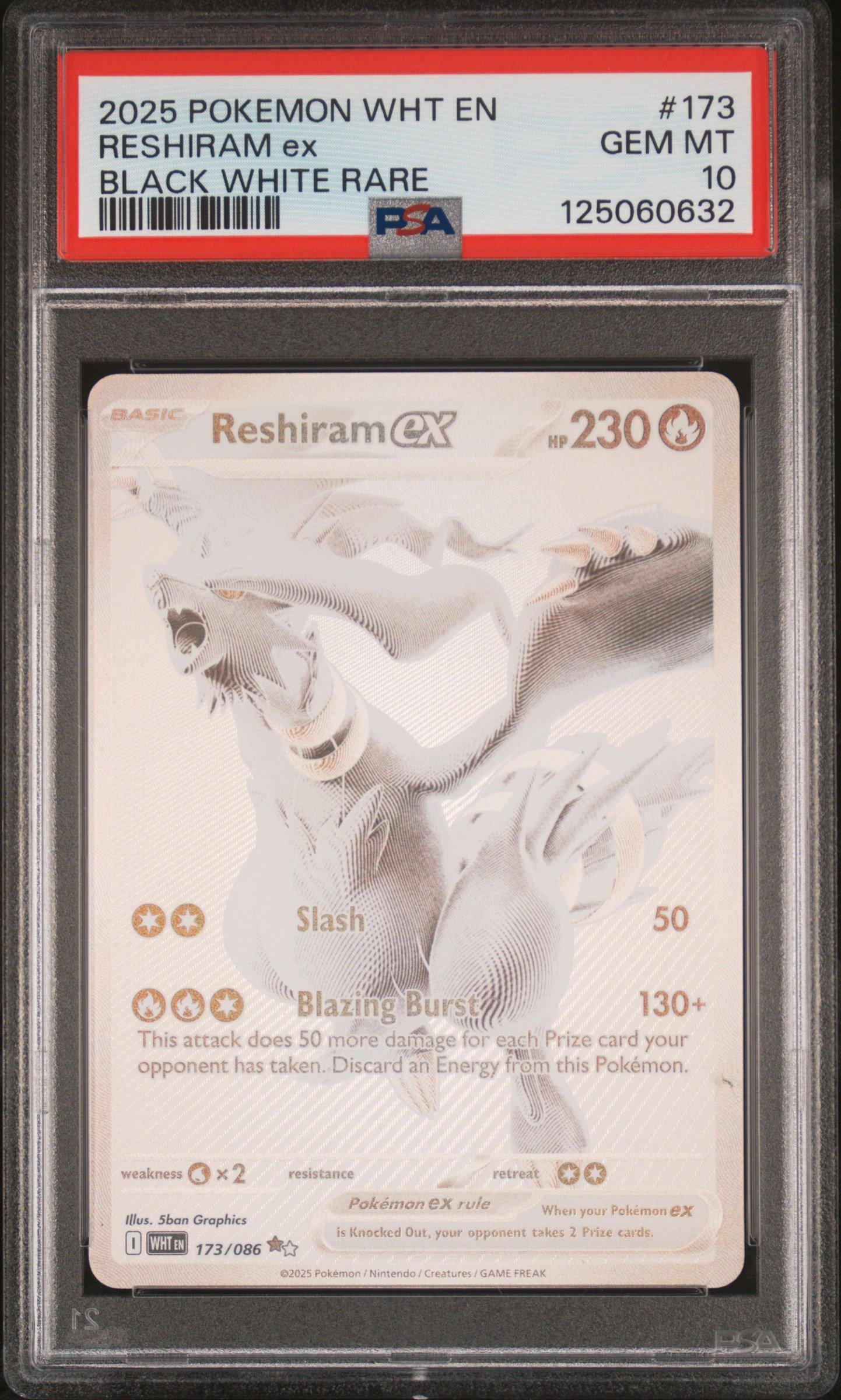 2025 Pokemon Wht En-white Flare 173 Reshiram Ex Black White Rare
