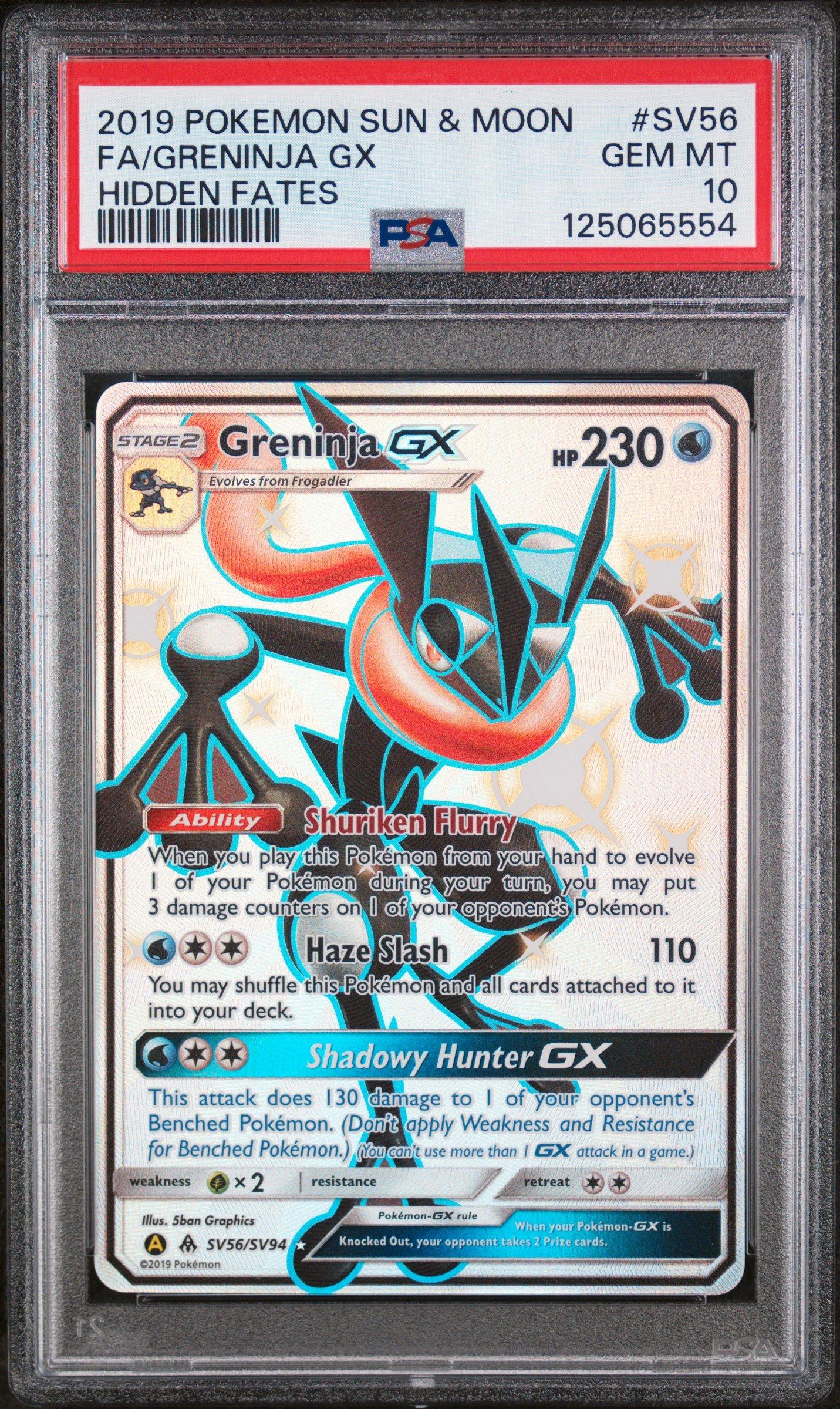 2019 Pokemon Sun & Moon Hidden Fates Sv56 Full Art/greninja Gx PSA