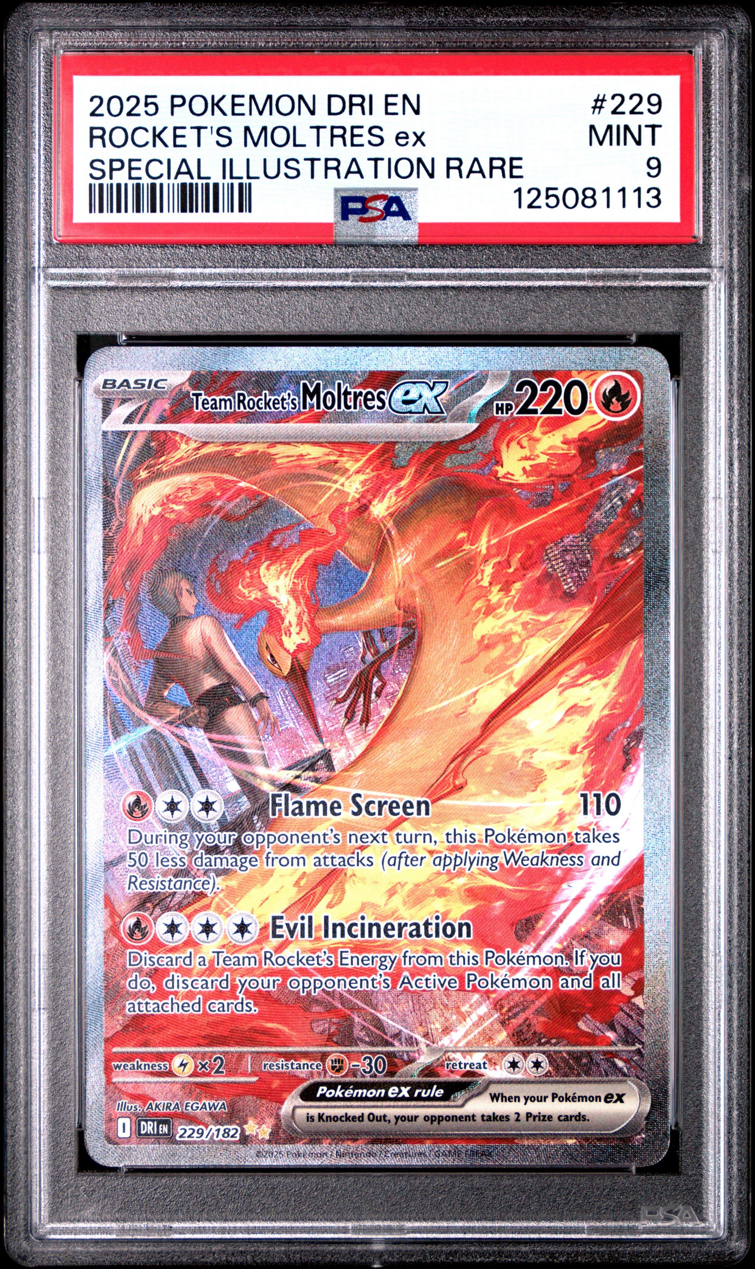 moltres ex pokemon card value 2025 Pokemon Dri En-destined Rivals 208 Team Rocket's Moltres Ex Ultra Rare  PSA 10 Graded Card