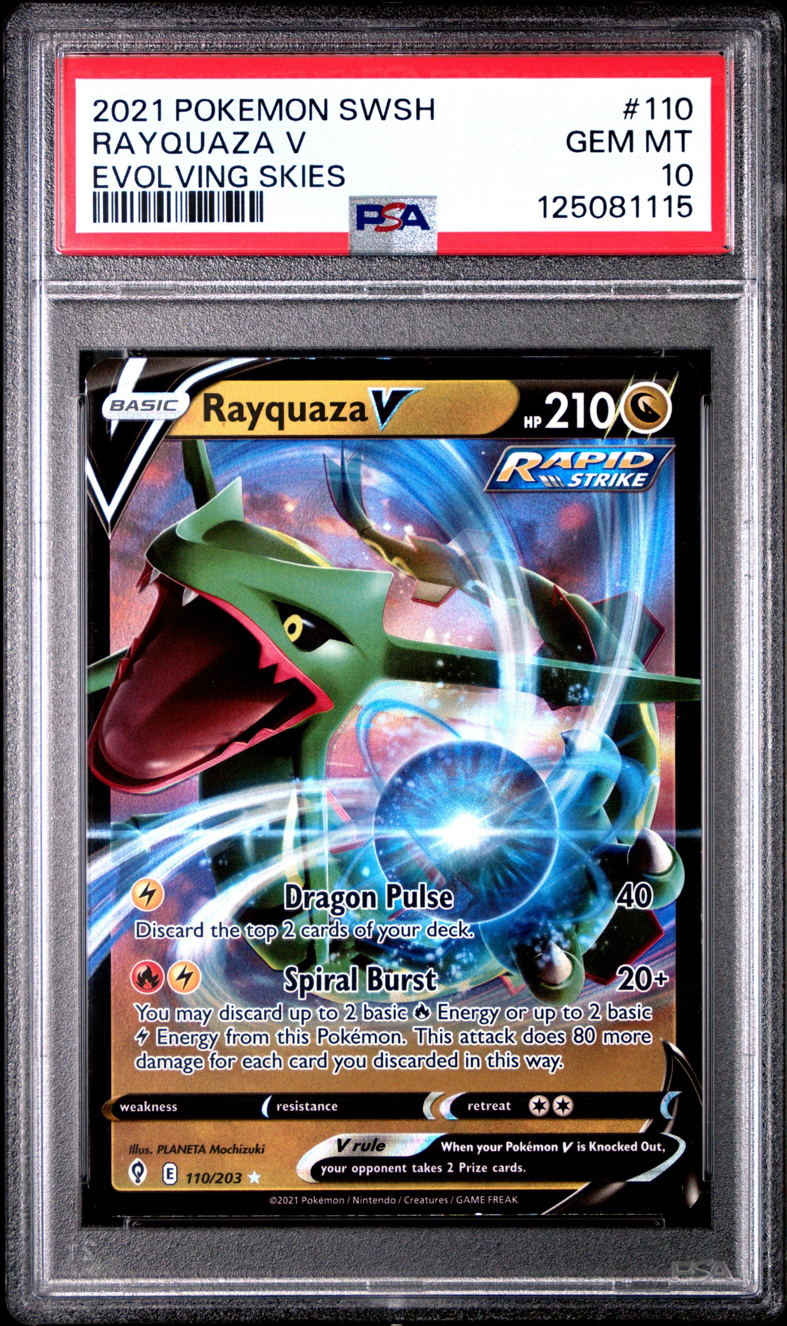 2021 Pokemon Sword & Shield Evolving Skies 110 Rayquaza V PSA