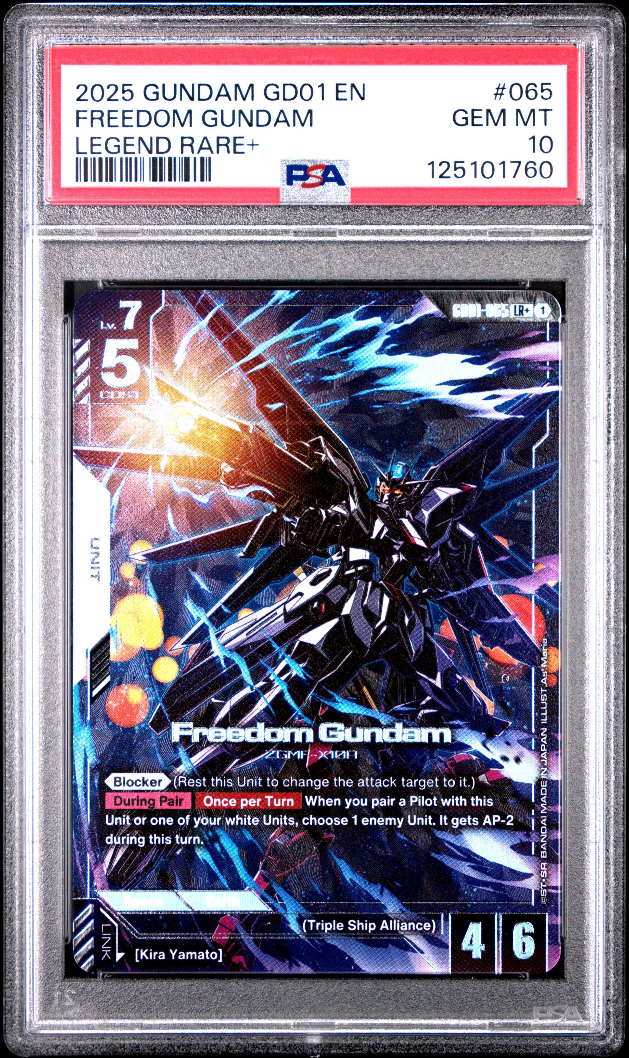 2025 Gundam Newtype Rising 065 Freedom Gundam Legend Rare+ PSA 10
