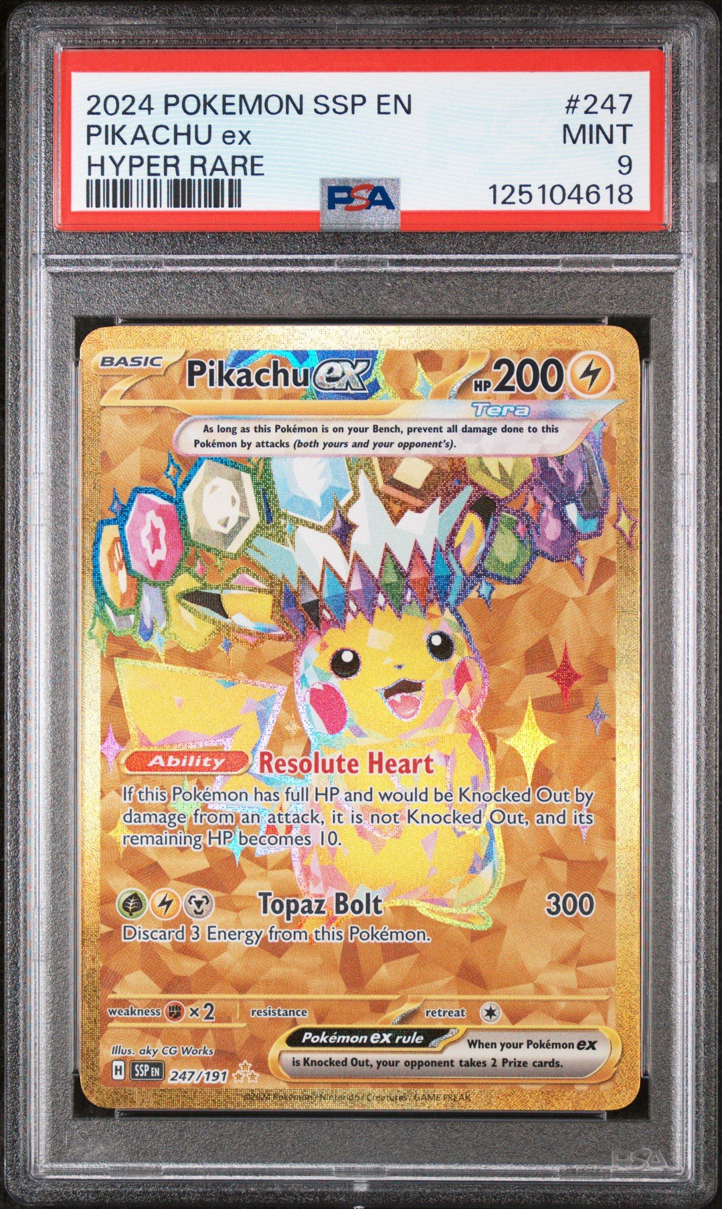 PSA9 2024 PIKACHU EX ULTRA RARE ピカチュウ ur 2024 Pokemon Ssp En-surging Sparks 247 Pikachu Ex Hyper Rare PSA 9