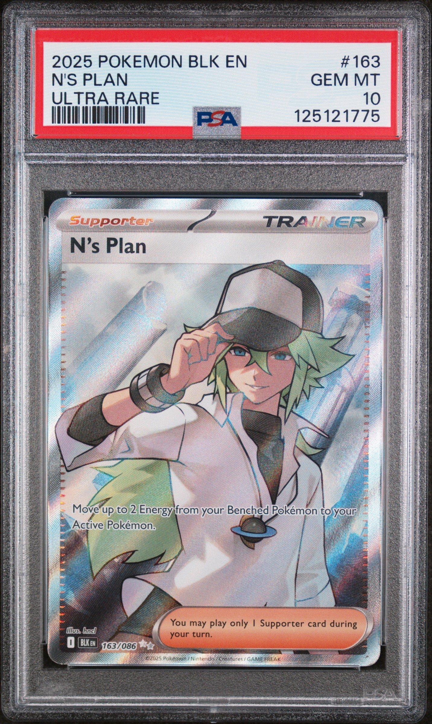 2025 Pokemon Blk En-black Bolt 163 N's Plan Ultra Rare PSA 10
