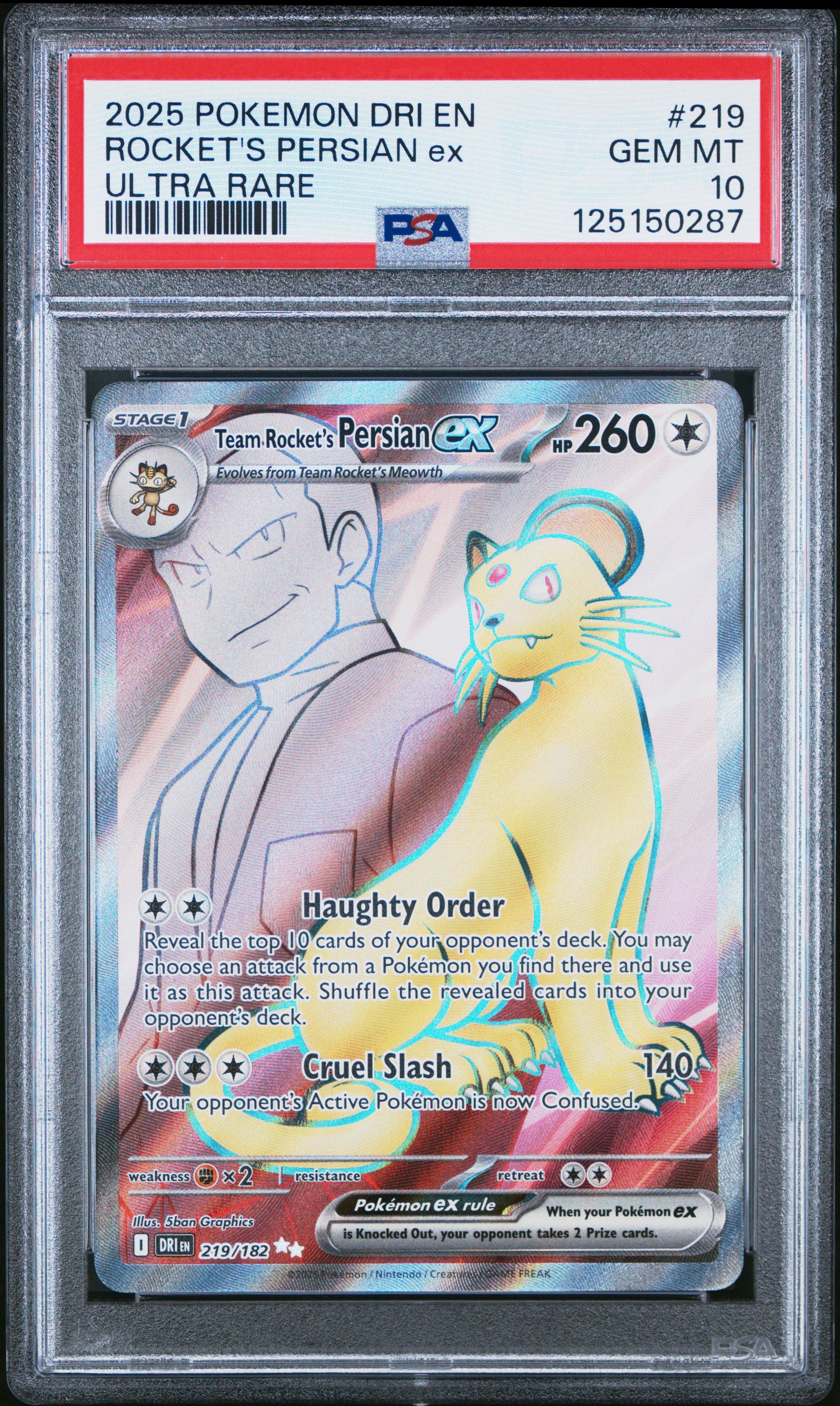 2025 Pokemon Dri En-destined Rivals 219 Team Rocket's Persian Ex