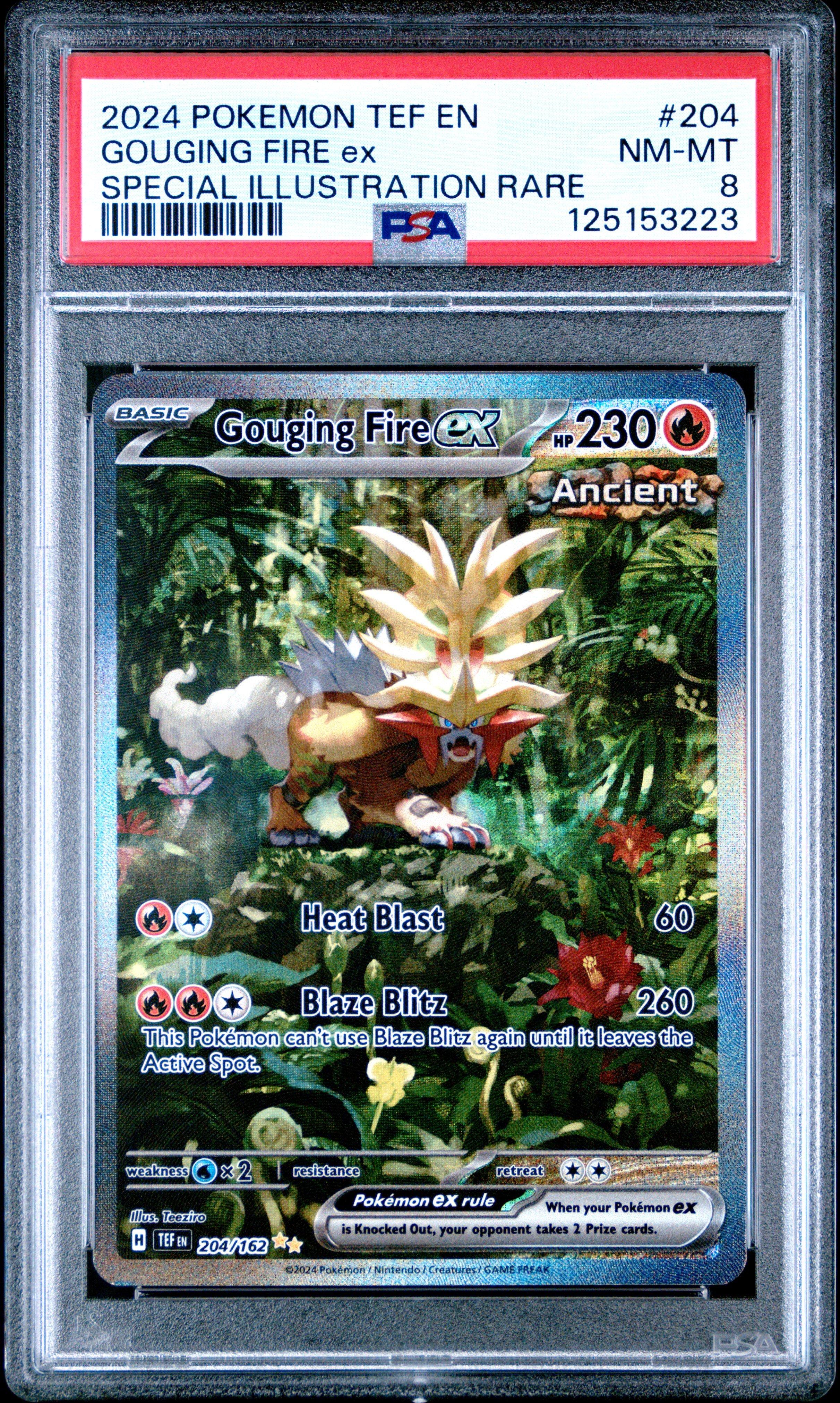 gouging fire pokemon card price Gouging Fire ex 2024 Pokemon Temporal Forces 214/162 Hyper Rare PSA 10 main image 1