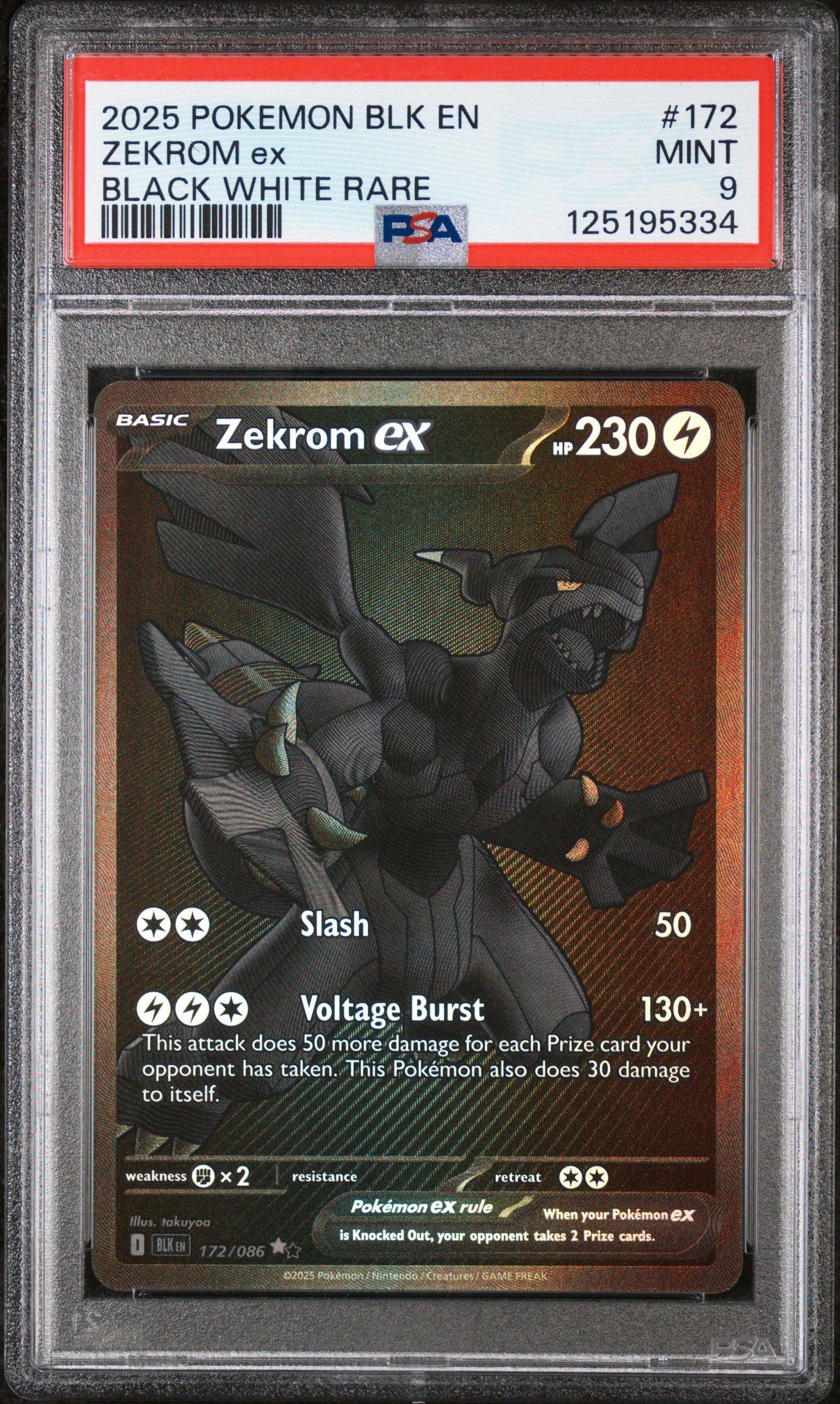 2025 Pokemon Blk En-black Bolt 172 Zekrom Ex Black White Rare PSA