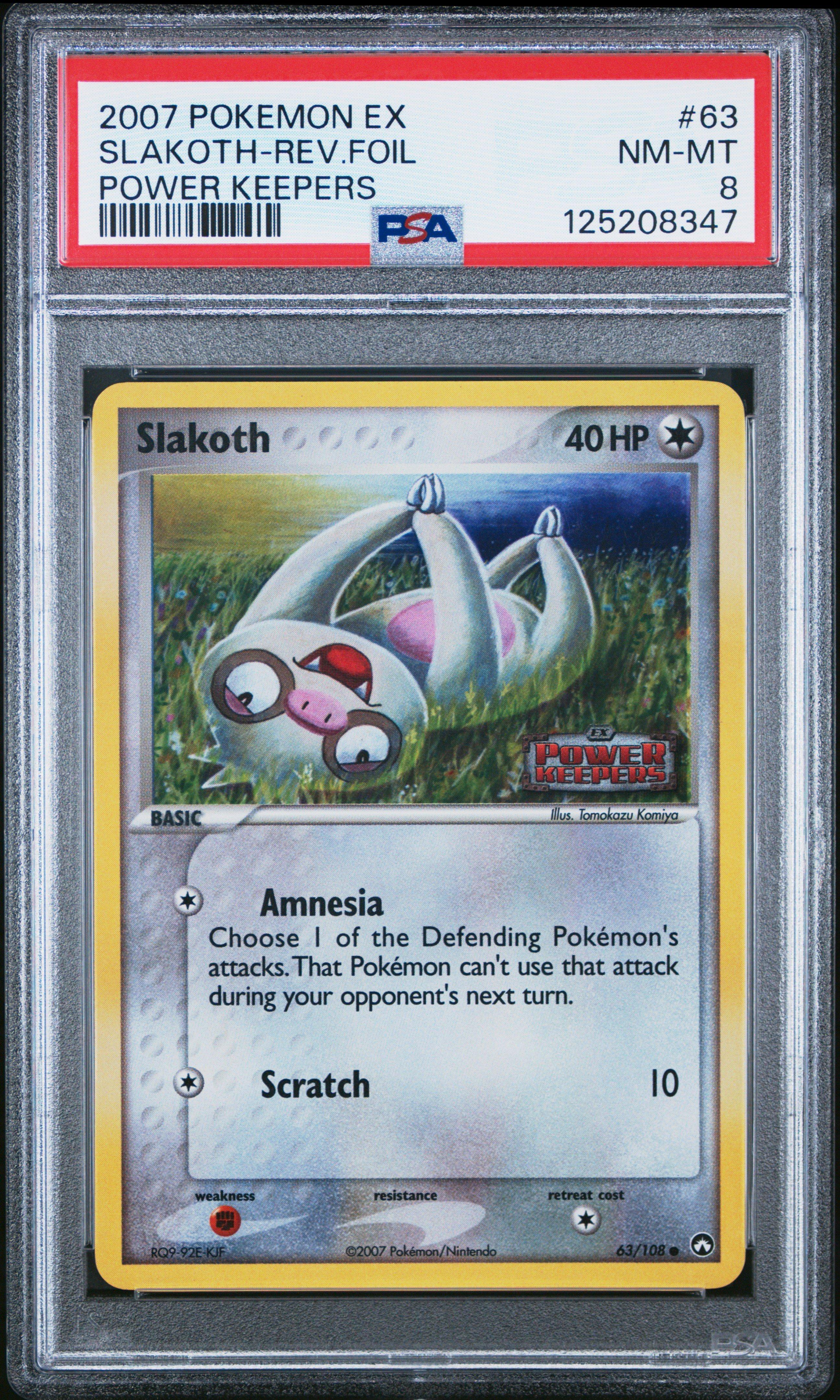 2007 Pokemon Ex Power Keepers 63 Slakoth-reverse Foil PSA 8 Graded