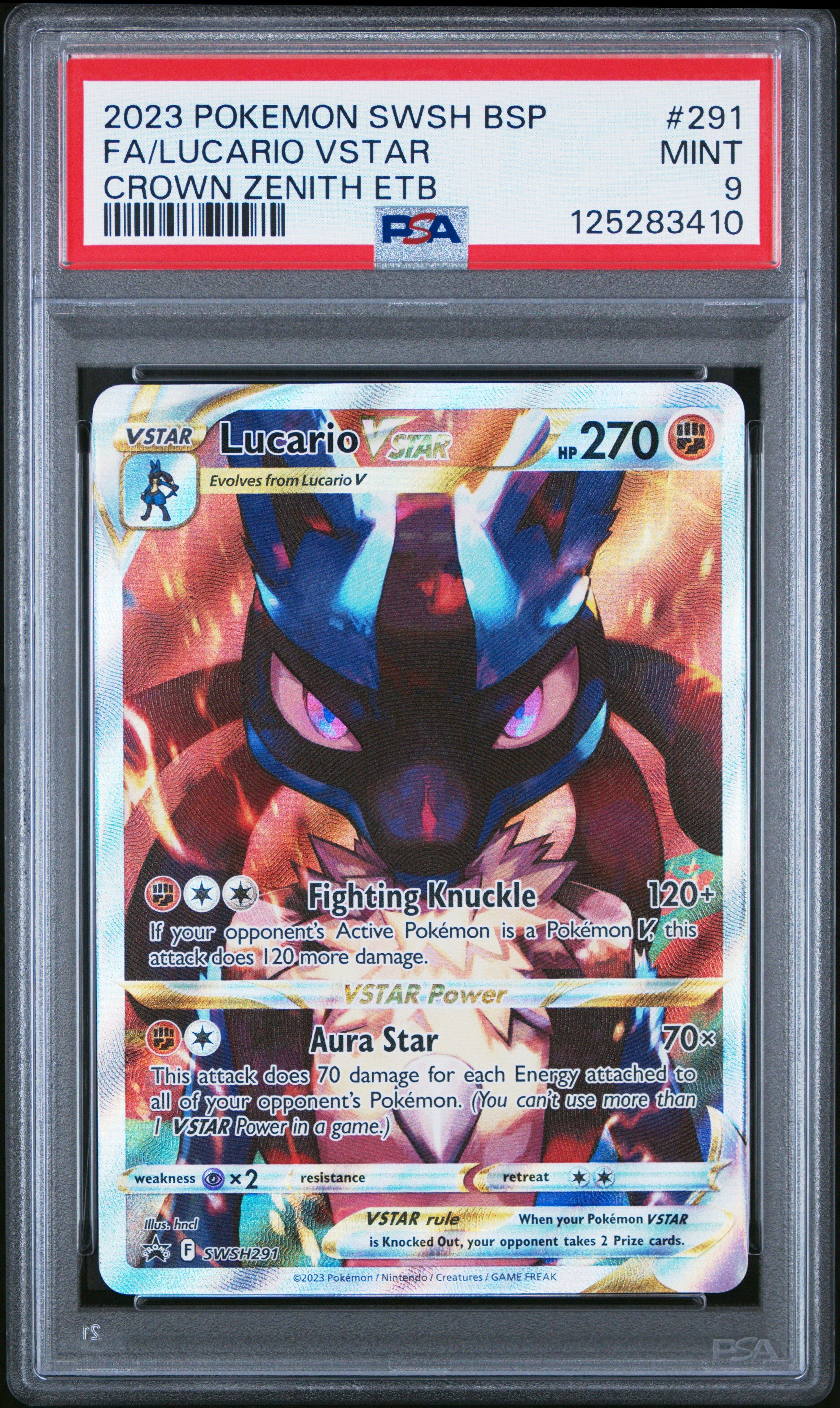 2023 Pokemon Swsh Black Star Promo 291 Full Art/lucario Vstar Crown Zenith  Elite Trainer Box PSA 9 Graded Card | GameStop