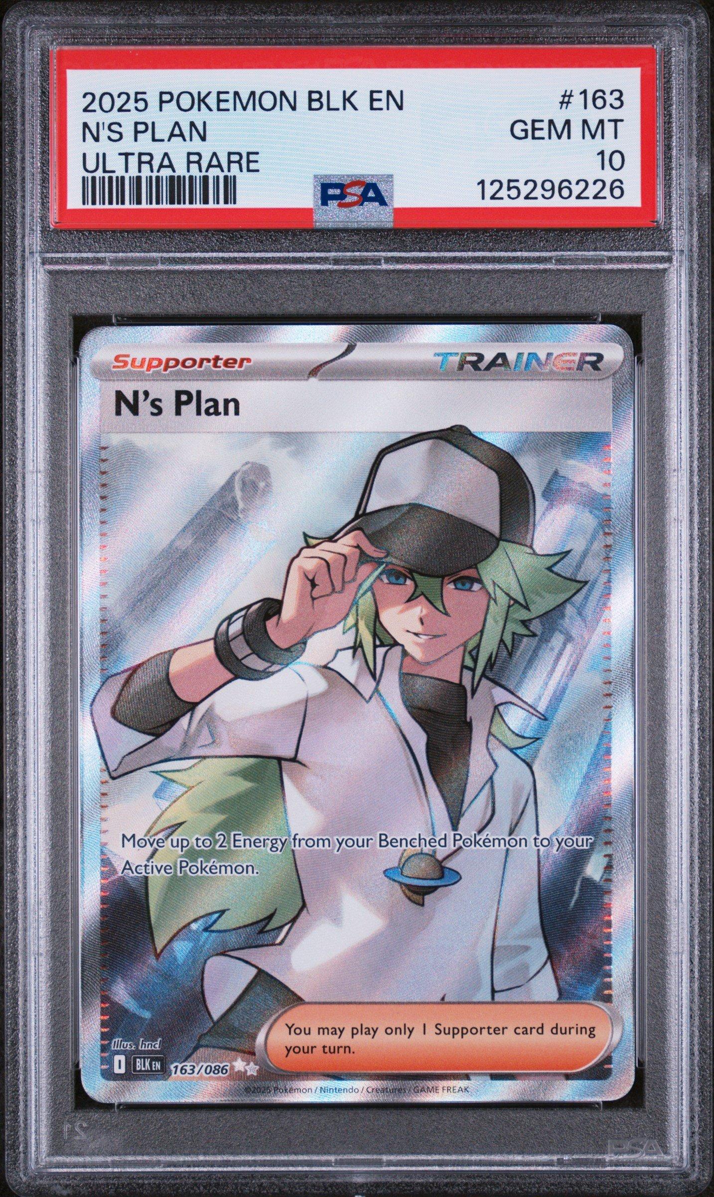 2025 Pokemon Blk En-black Bolt 163 N's Plan Ultra Rare PSA 10