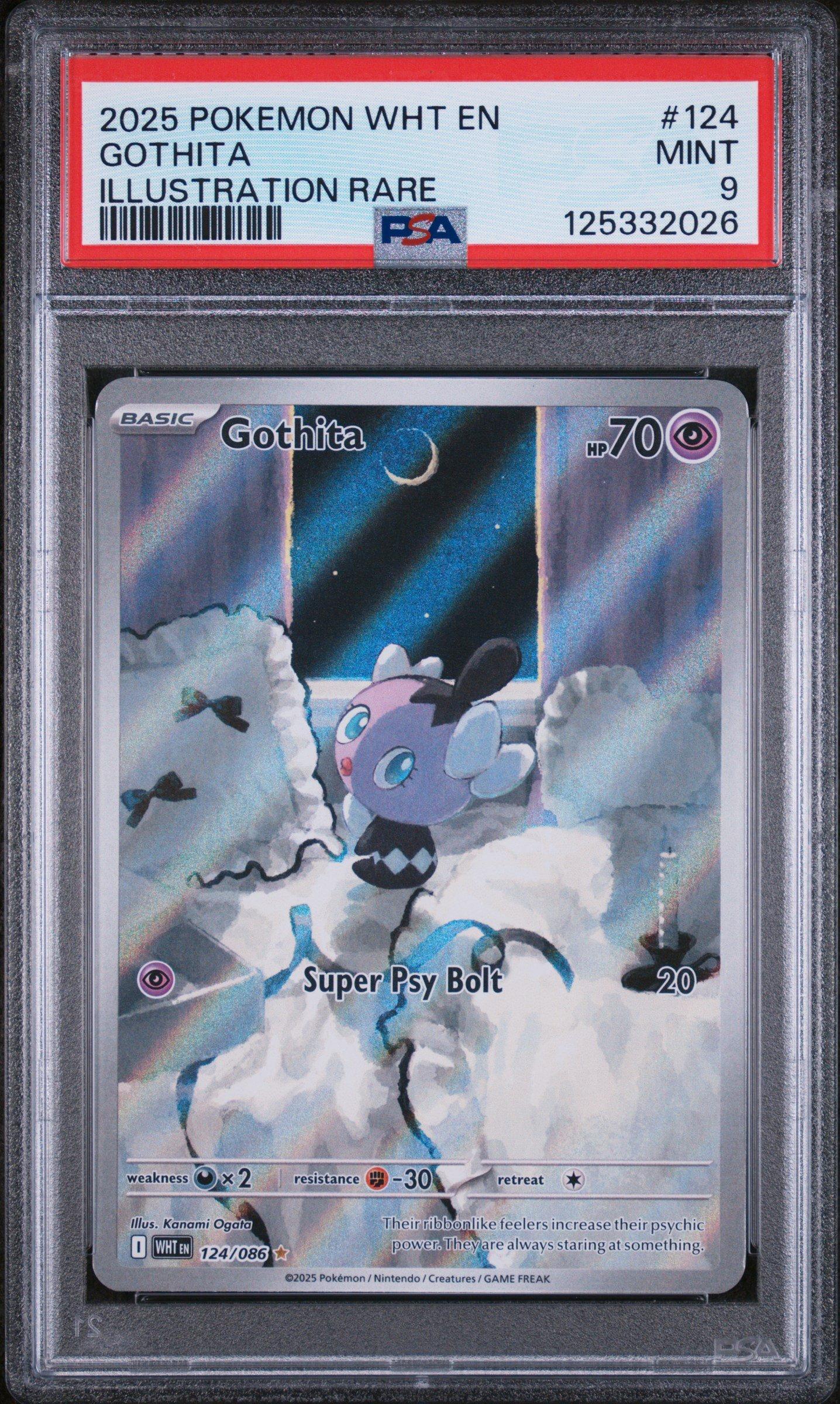 2025 Pokemon Wht En-white Flare 124 Gothita Illustration Rare PSA 9