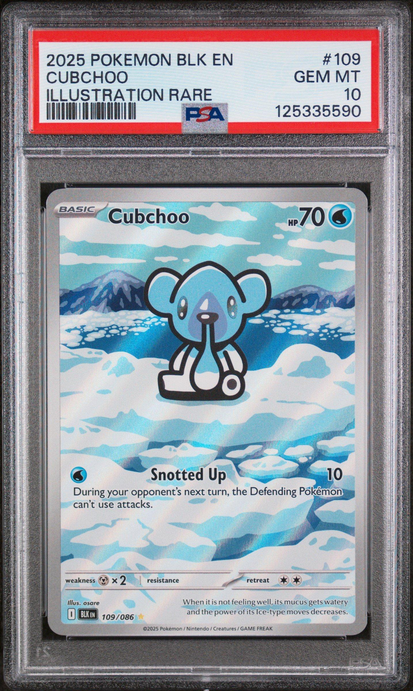 2025 Pokemon Blk En-black Bolt 109 Cubchoo Illustration Rare PSA 10 Graded  Card | GameStop