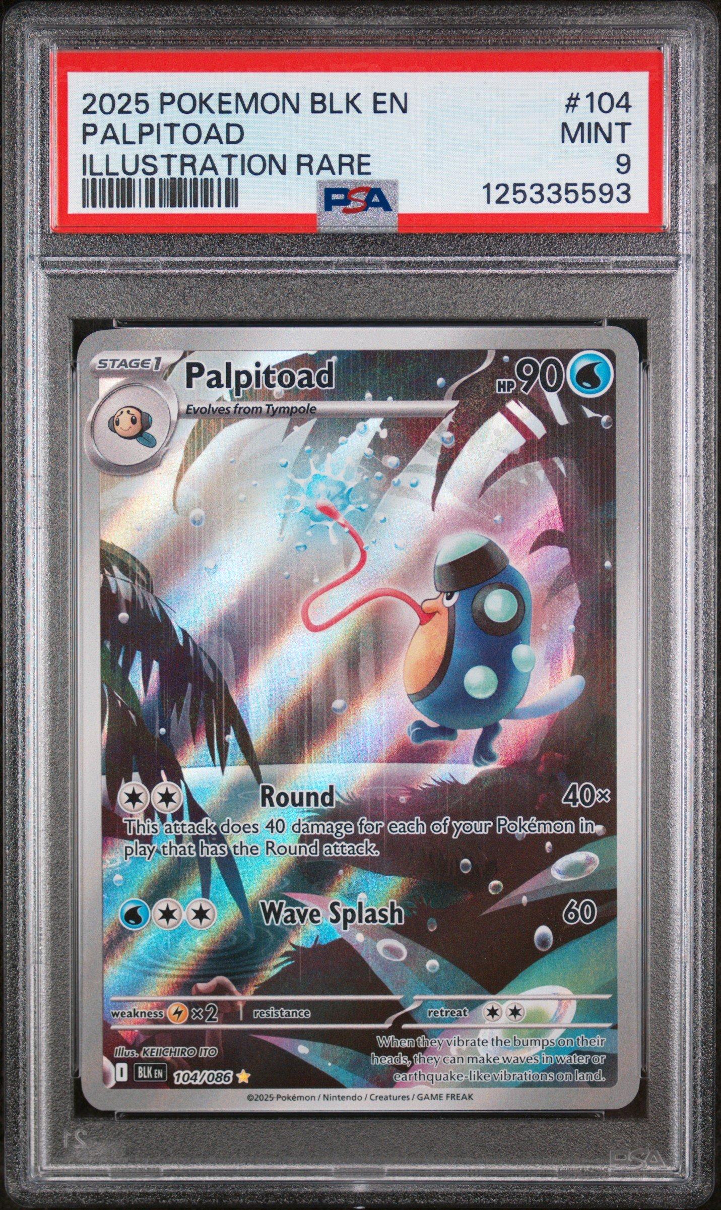 2025 Pokemon Blk En-black Bolt 104 Palpitoad Illustration Rare PSA 9 Graded  Card | GameStop
