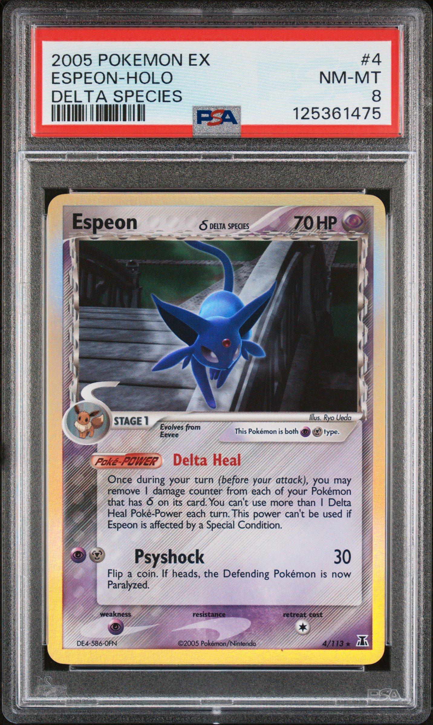 2005 Pokemon Ex Delta Species 4 Espeon-holo PSA 8 Graded Card