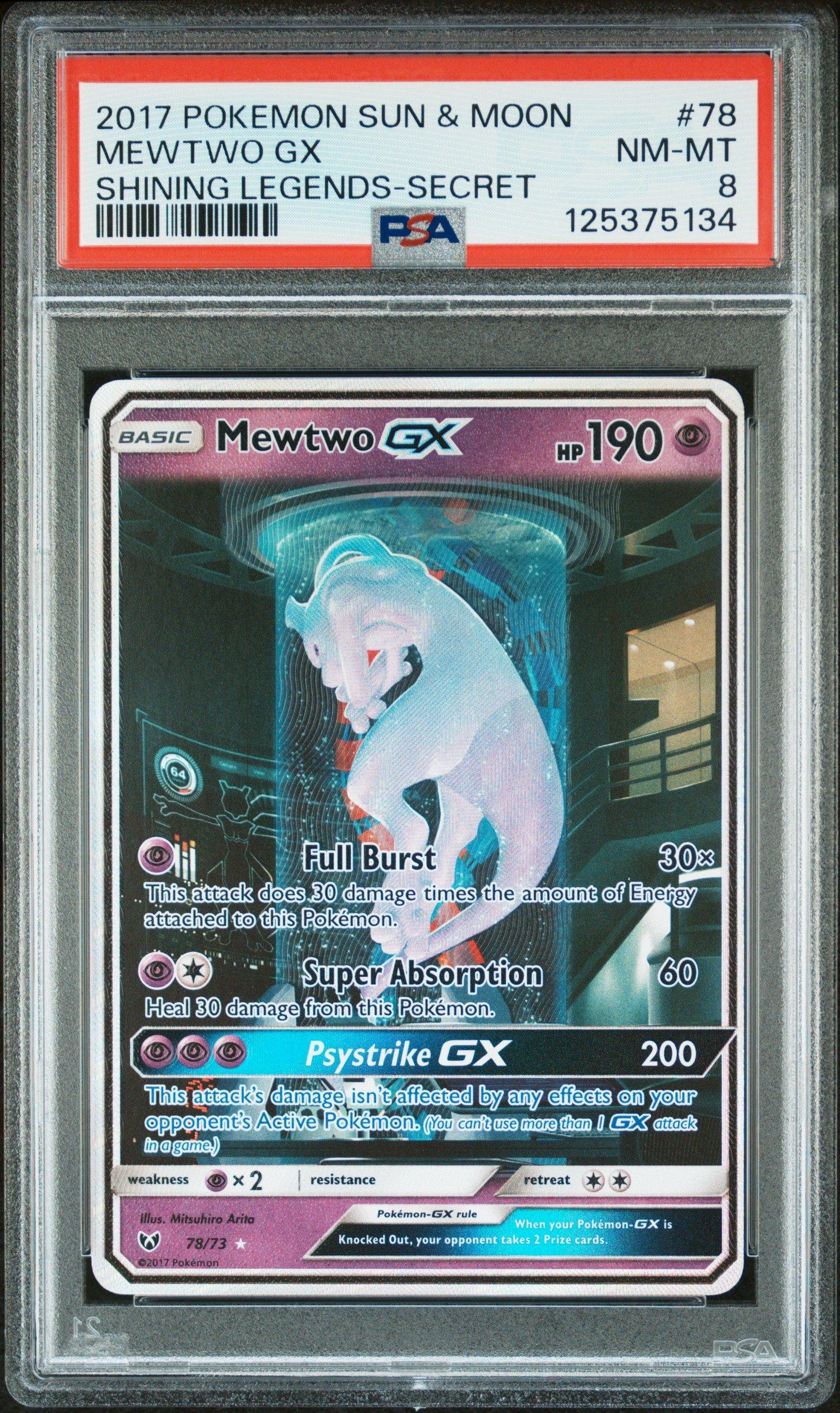 pokemon mewtwo card gx #78 EXTENDED ART the trusted official grading guarantees its condition Mewtwo GX (Secret Shining) 078