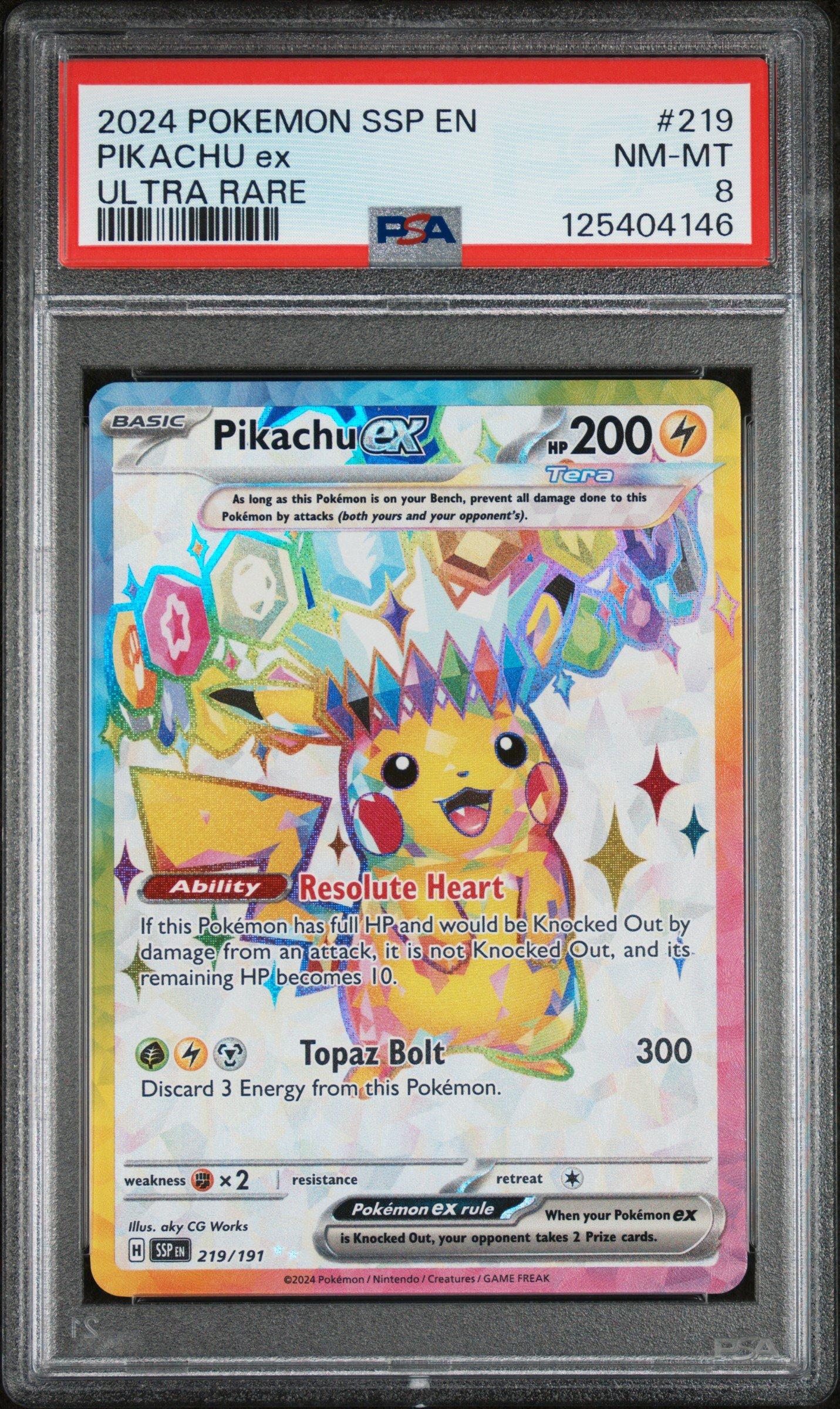 SSP 黄昏の丘で 2024 Pokemon Ssp En-surging Sparks 219 Pikachu Ex Ultra Rare PSA 8