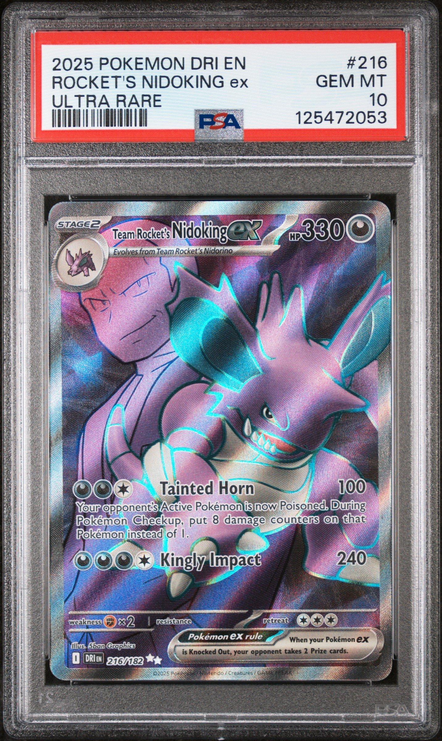2025 Pokemon Dri En-destined Rivals 216 Team Rocket's Nidoking Ex Ultra  Rare PSA 10 Graded Card | GameStop