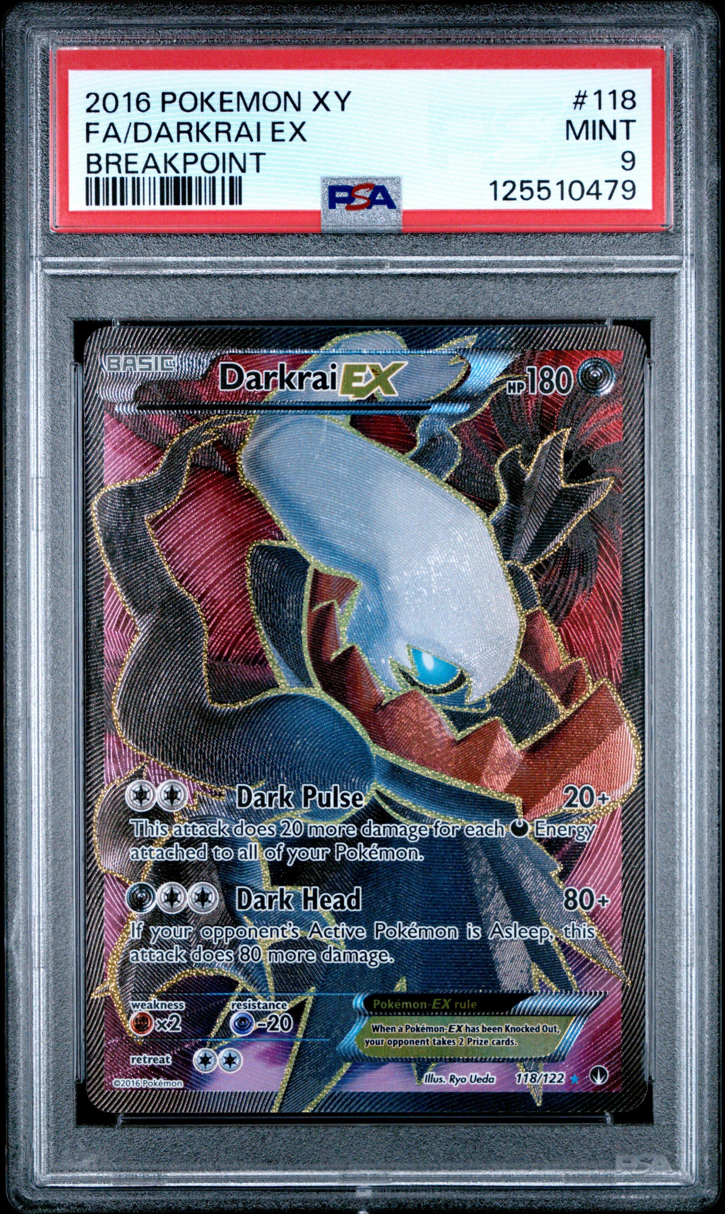 2016 Pokemon Xy Breakpoint 118 Full Art/darkrai Ex PSA 9 Graded