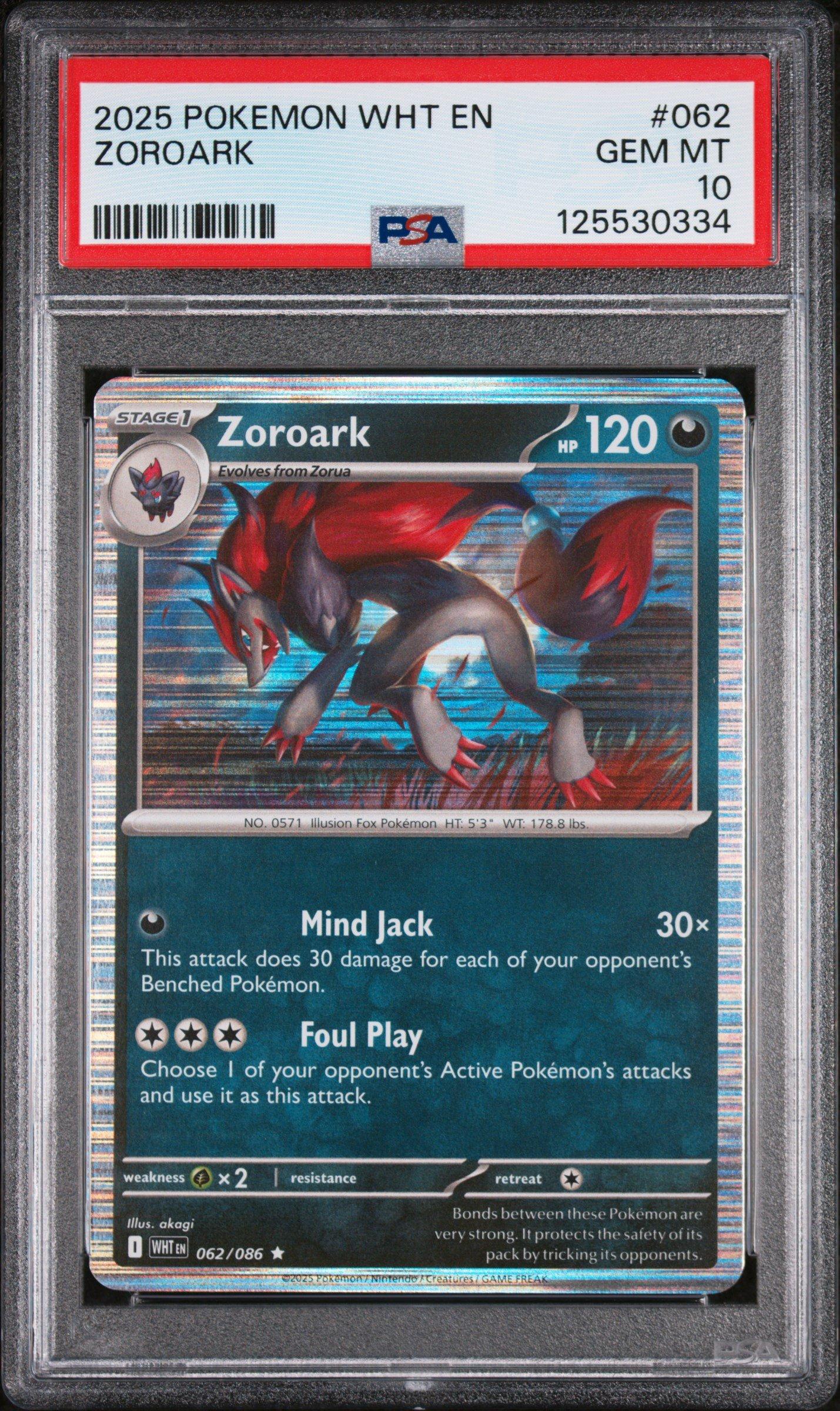 2025 Pokemon Wht En-white Flare 062 Zoroark PSA 10 | GameStop