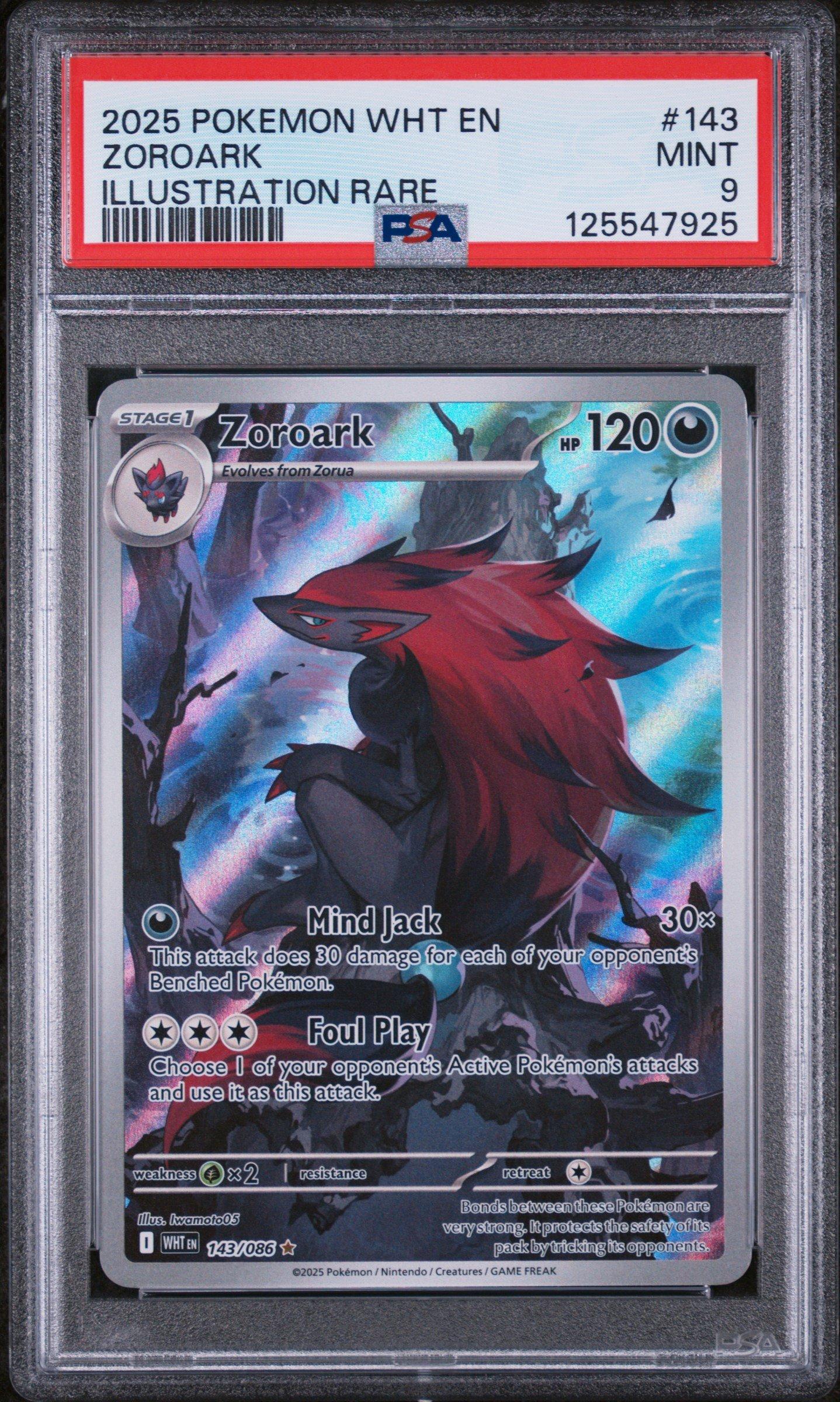 2025 Pokemon Wht En-white Flare 143 Zoroark Illustration Rare PSA