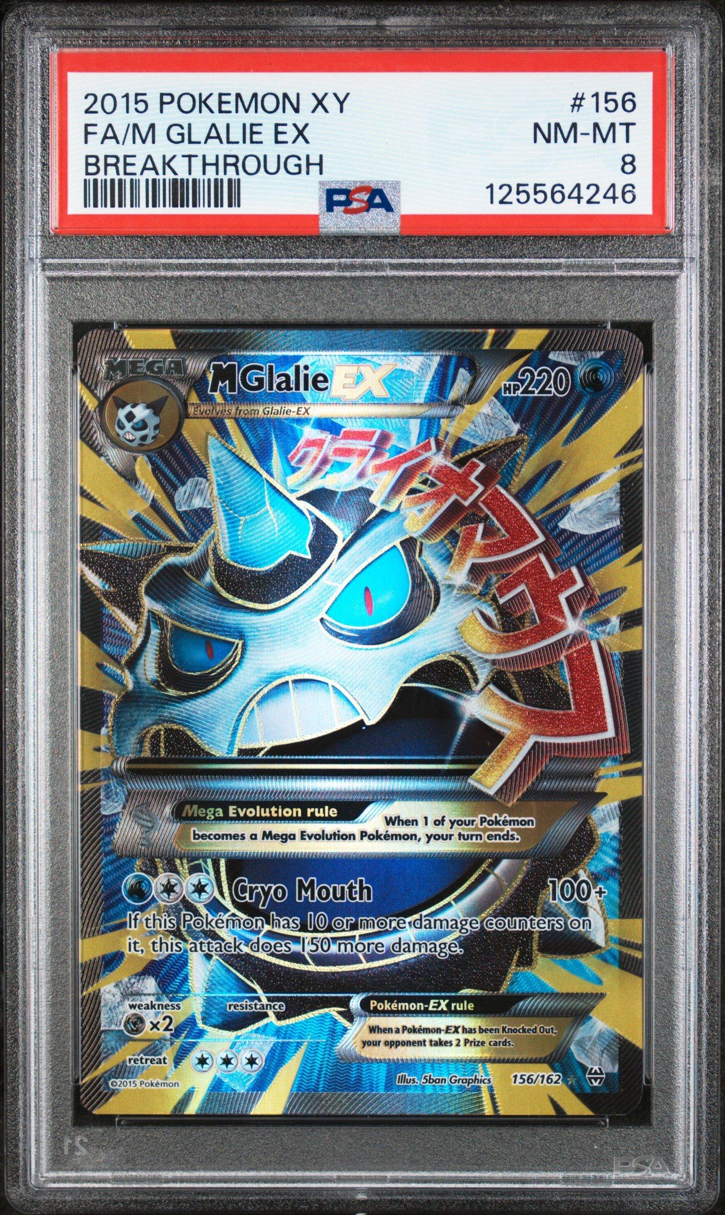 2015 Pokemon Xy Breakthrough 156 Full Art/m Glalie Ex PSA 8 Graded